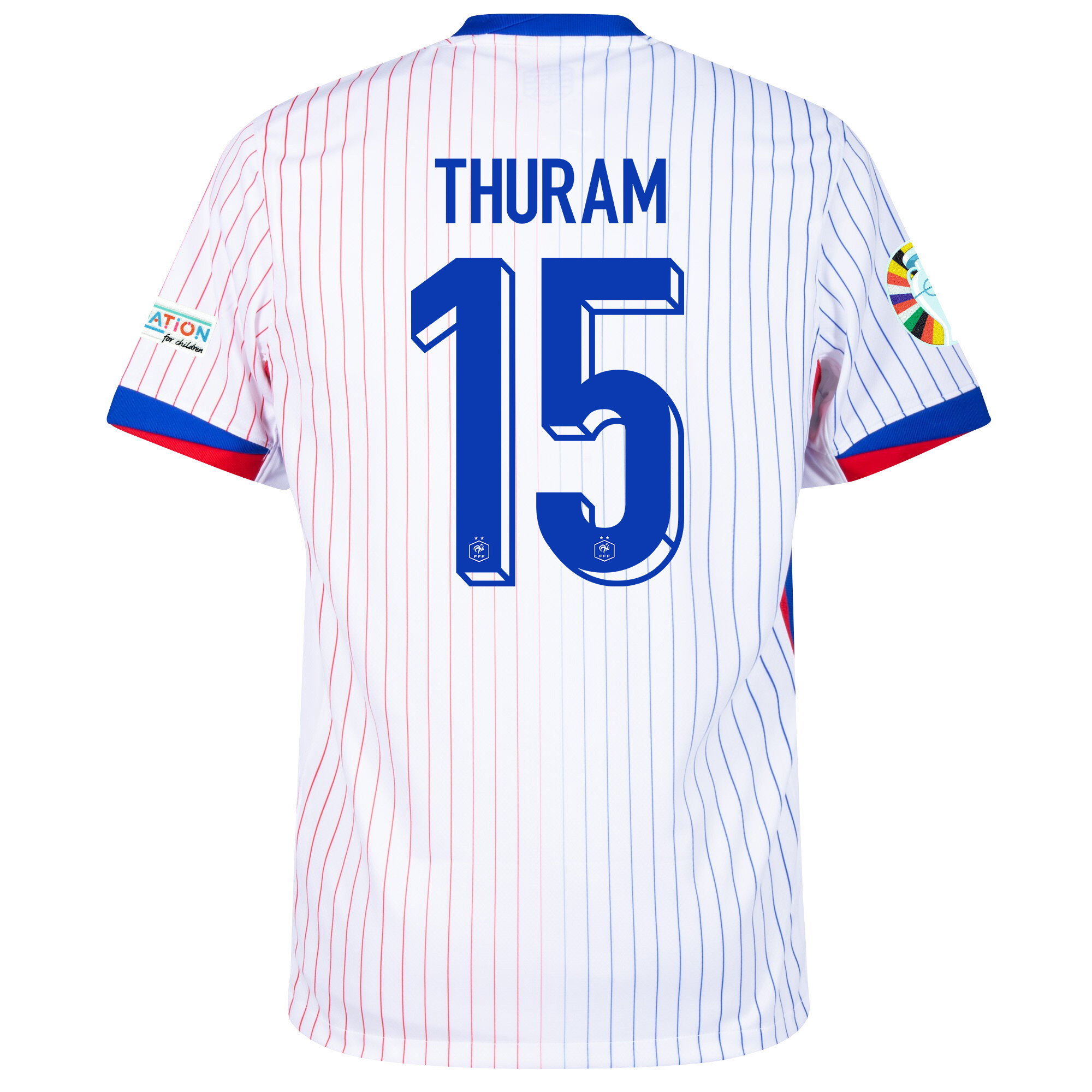 Marcus Thuram 15 France National Team 2024/25 Away Jersey - Euro UEFA Patch - Men, White