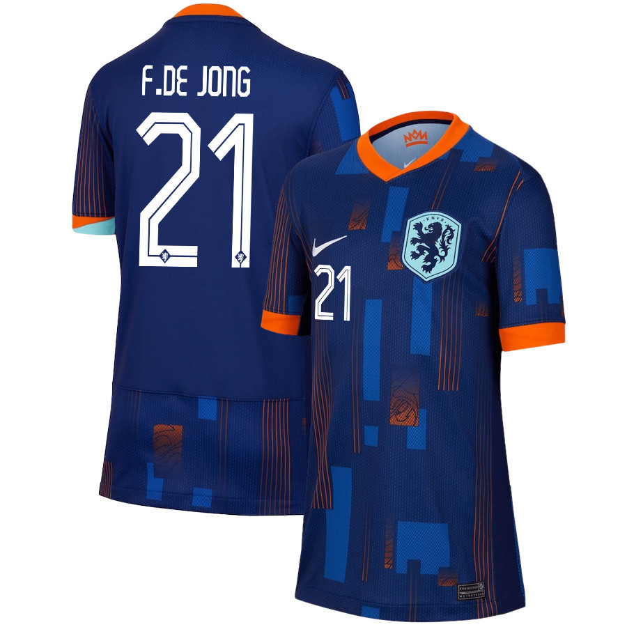 Frenkie de Jong 21 Netherlands National Team 2024/25 Away YOUTH Jersey - Navy