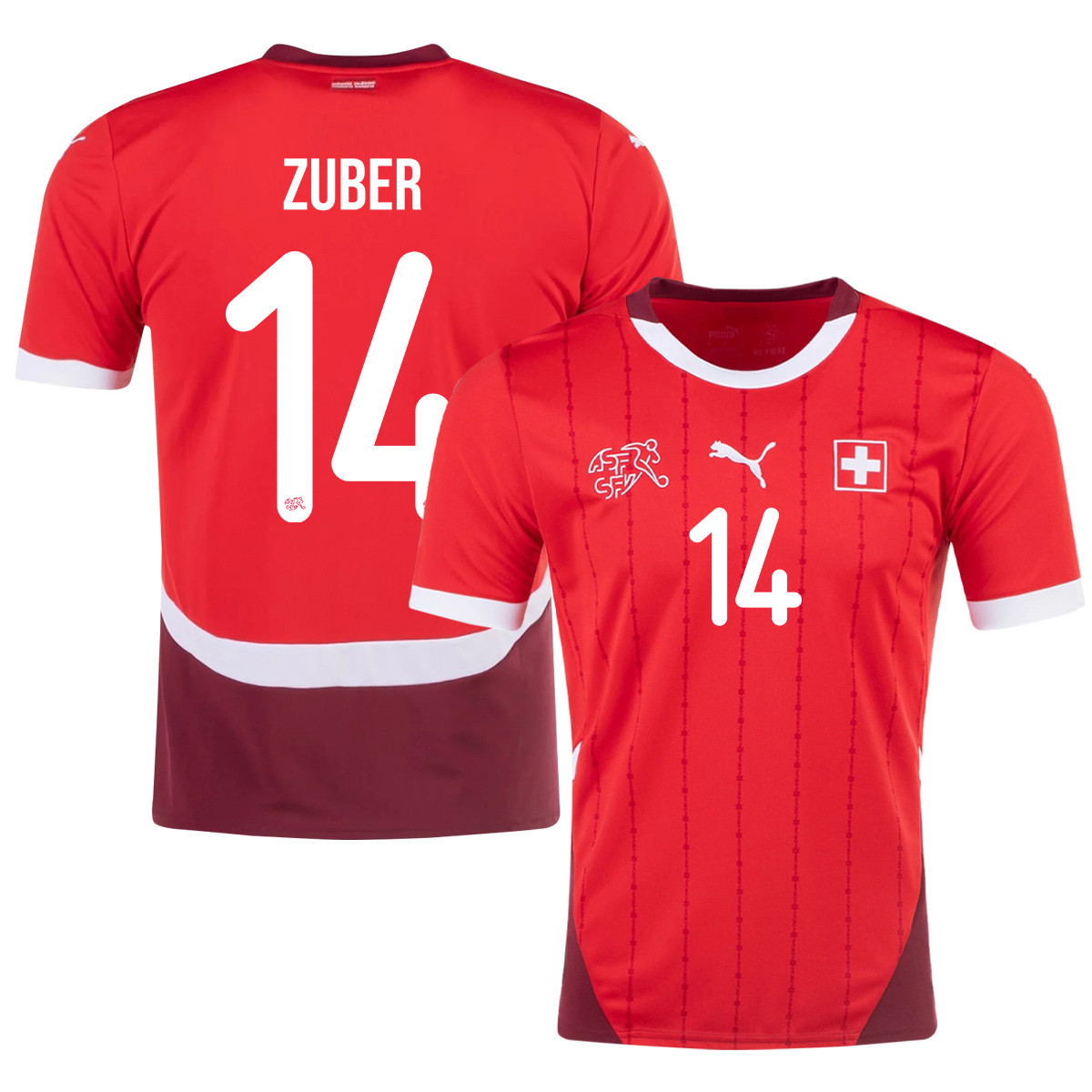 Steven Zuber 14 Switzerland National Team 2024/25 Home Men Jersey - Red