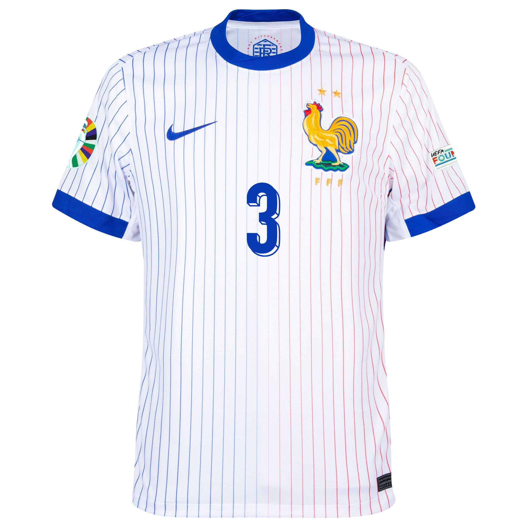 Ferland Mendy 3 France National Team 2024/25 Away Jersey - Euro UEFA Patch - Men, White