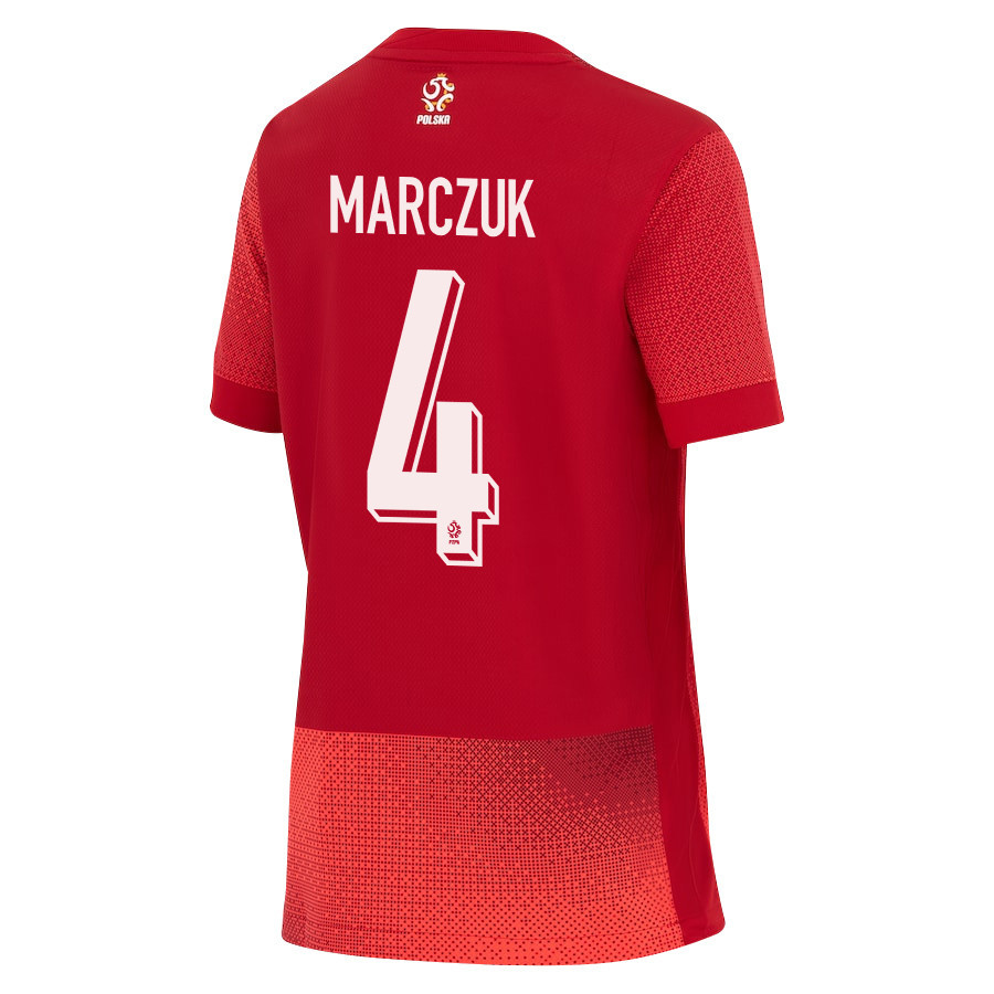 Dominik Marczuk 4 Poland National Team 2024/25 Away YOUTH Jersey - Red