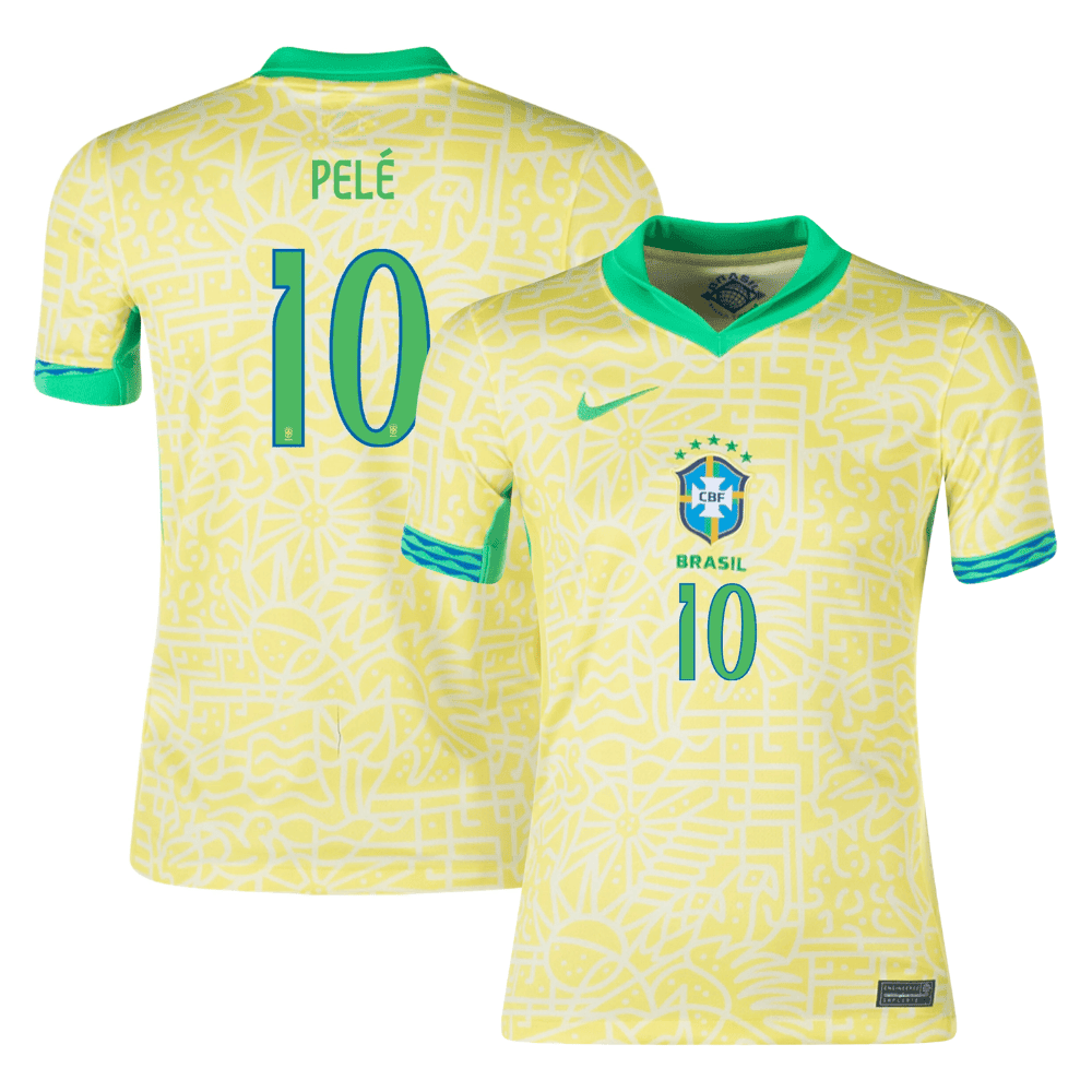 Pelé 10 Brazil National Team 2024 Home Stadium YOUTH Jersey - Yellow