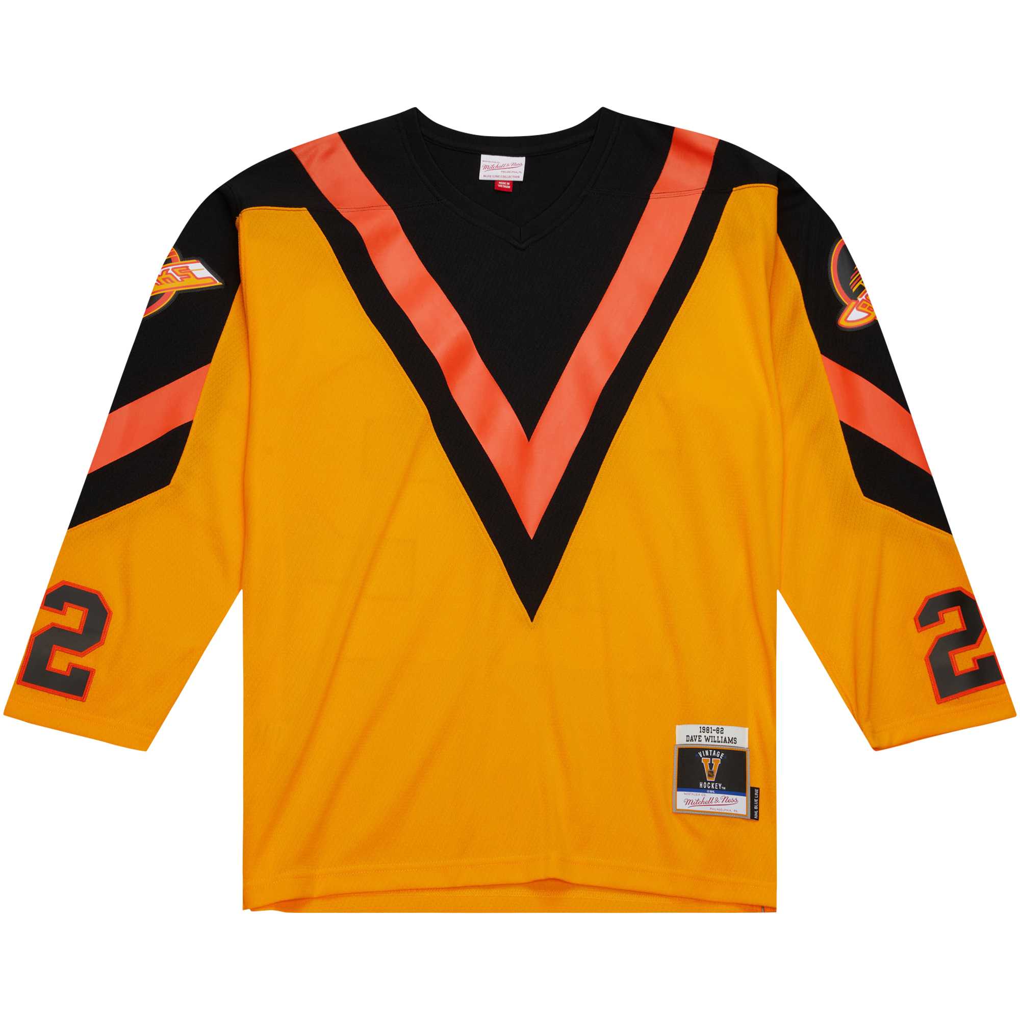 Dave Williams Vancouver Canucks Mitchell & Ness Men's 1981\/82 Blue Line Player Jersey - Yellow
