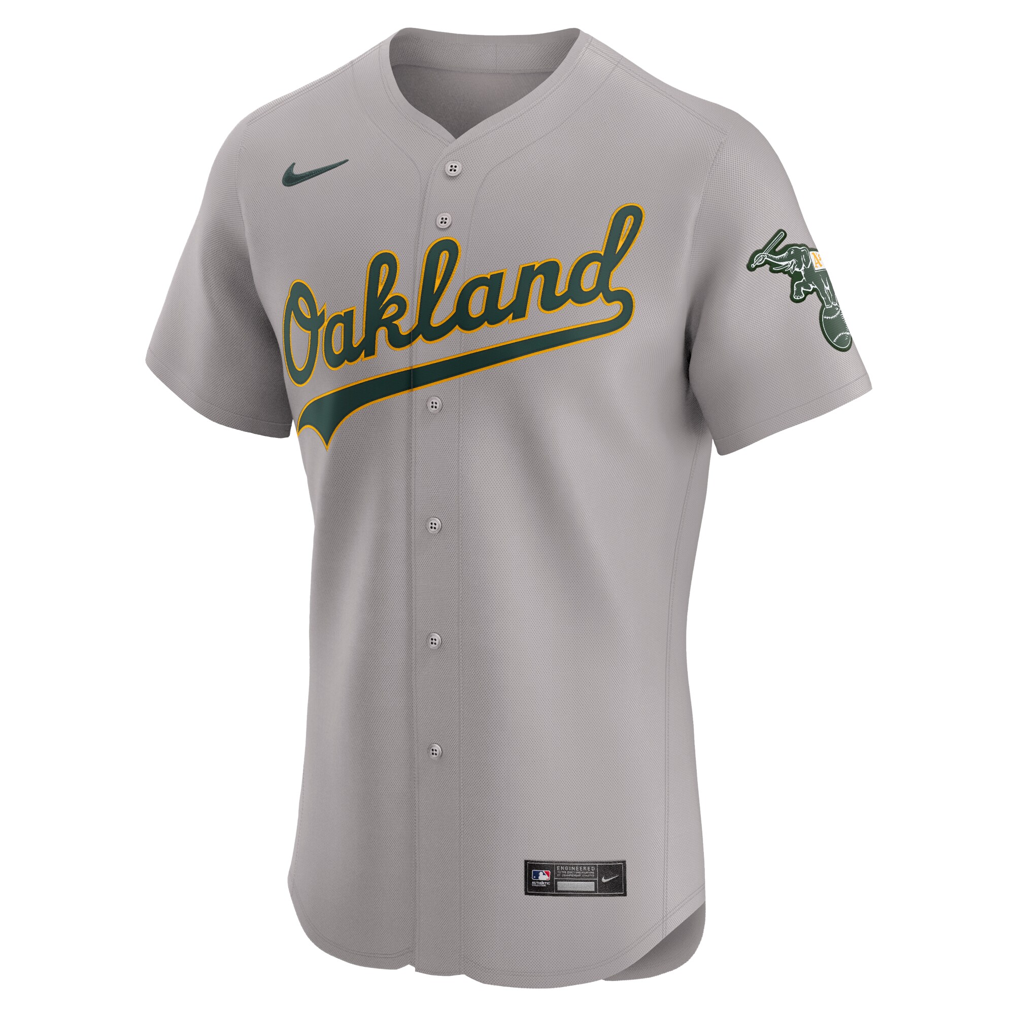 Oakland Athletics  Road Vapor Premier Elite Patch Jersey - Gray