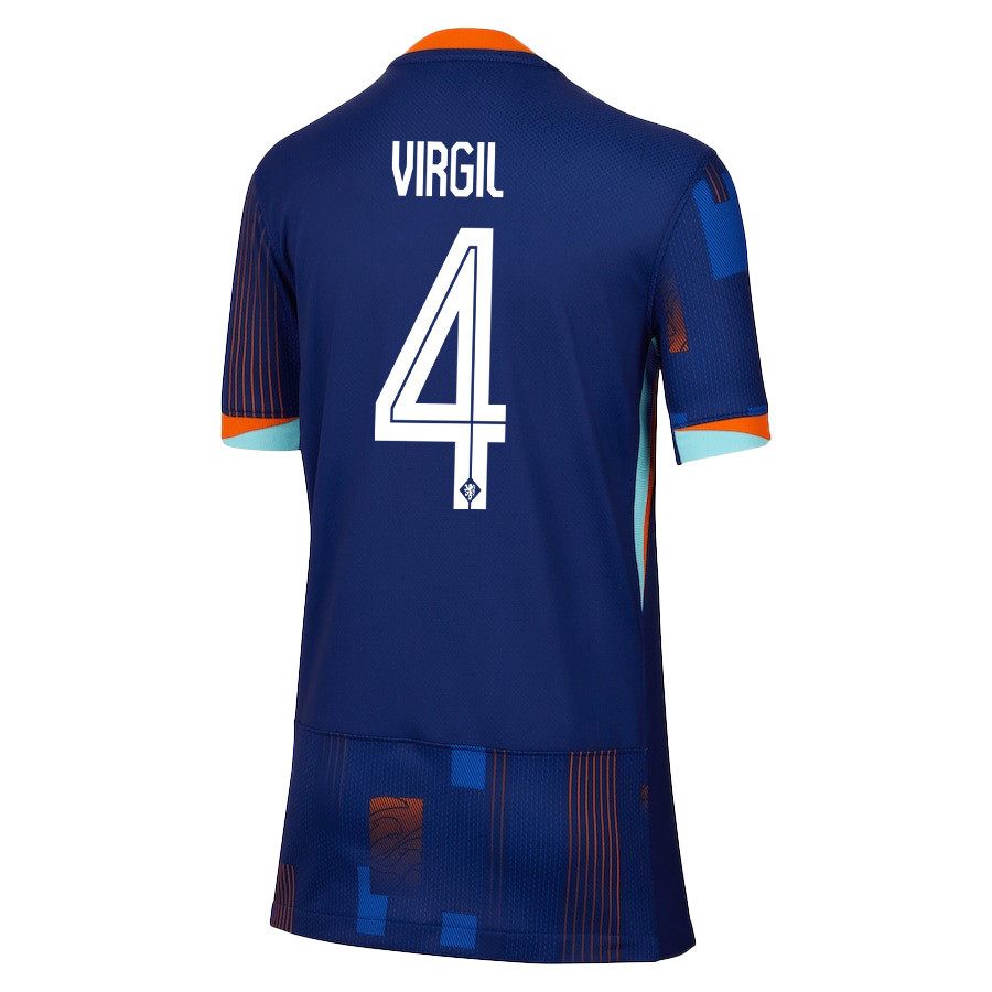 Virgil van Dijk 4 Netherlands National Team 2024/25 Away YOUTH Jersey - Navy