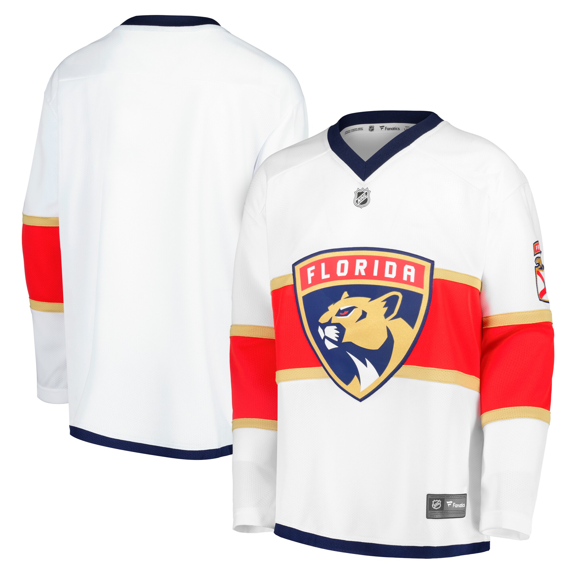 Florida Panthers Fanatics Youth Away Replica Blank Jersey - White