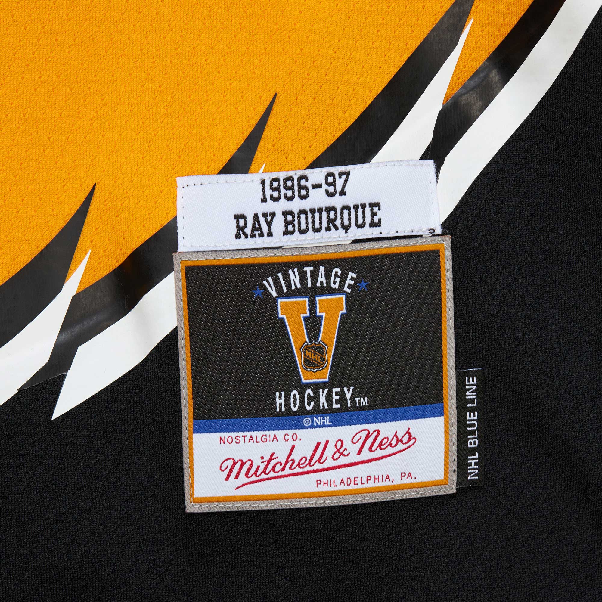 Ray Bourque Boston Bruins Mitchell & Ness  1996\/97 Captain Patch Blue Line Player Jersey - Gold