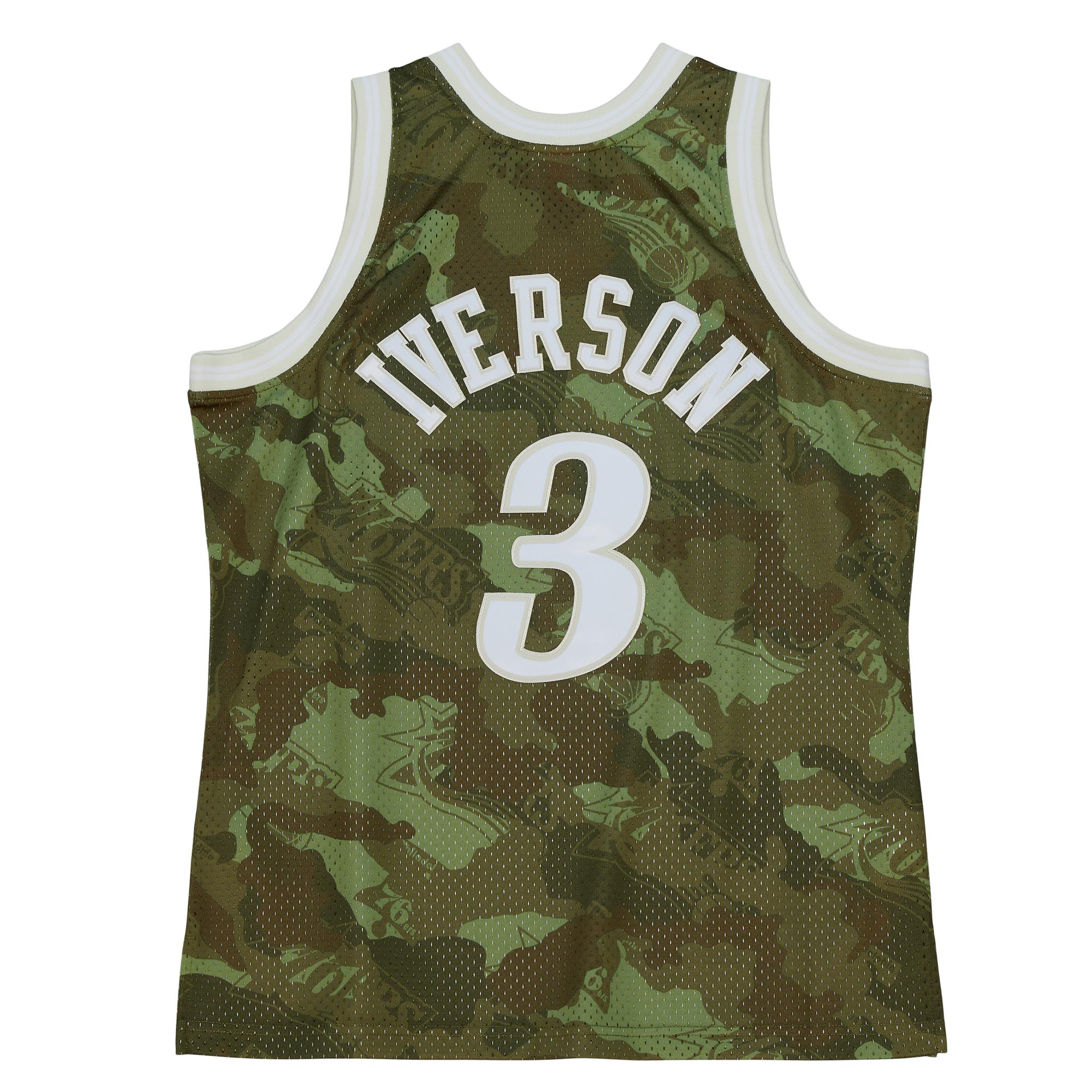 Allen Iverson Philadelphia 76ers Mitchell & Ness Hardwood Classics 1997\/98 Ghost Green Swingman Jersey - Camo