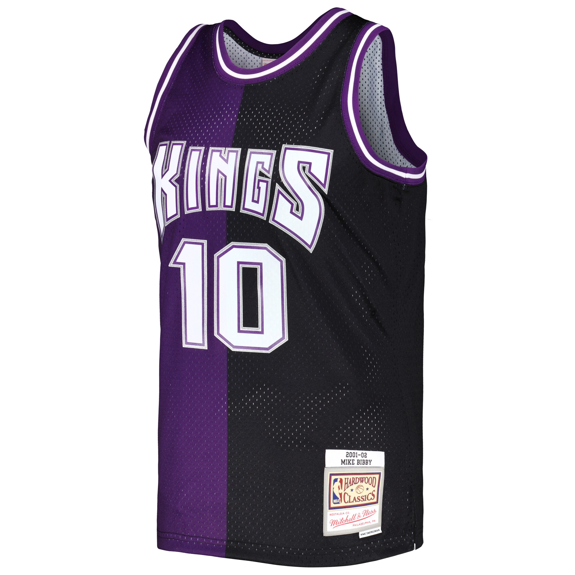 Mike Bibby Sacramento Kings Mitchell & Ness Hardwood Classics 2001\/02 Split Swingman Jersey - Purple\/Black