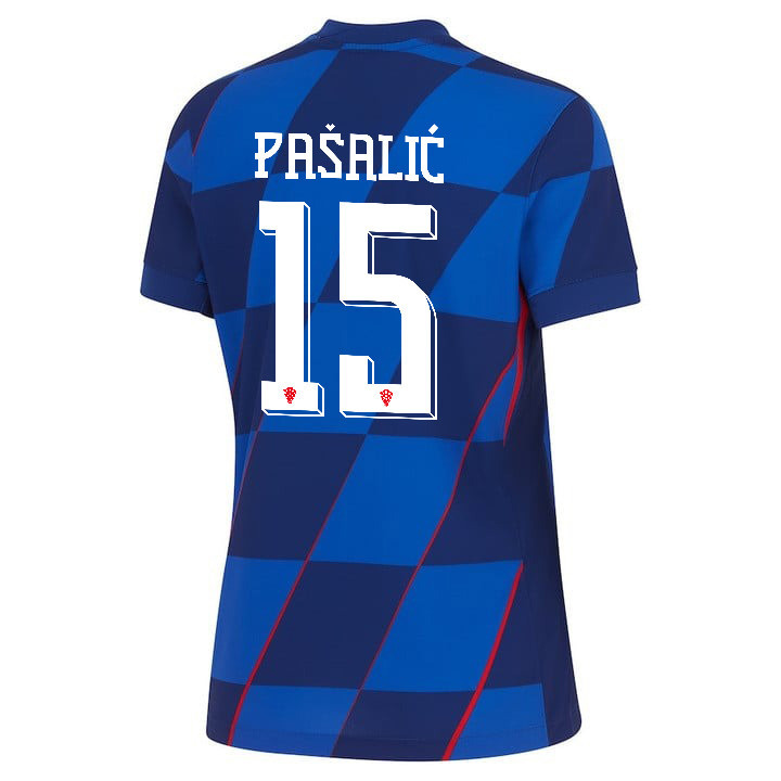 Mario Pašalić 15 Croatia National Team 2024 Away WOMEN Jersey - Blue