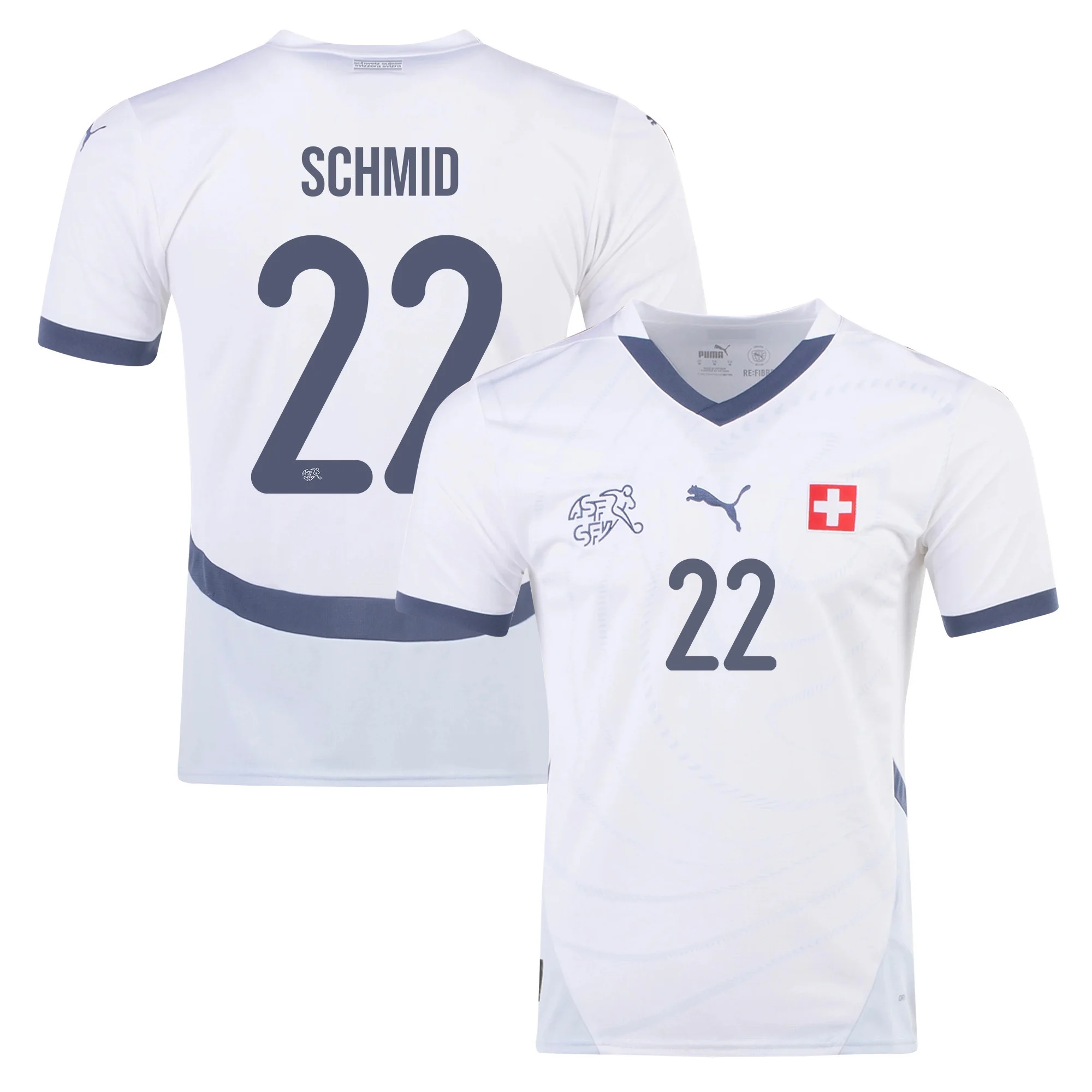 Dominik Schmid 22 Switzerland National Team 2024/25 Away Men Jersey - White