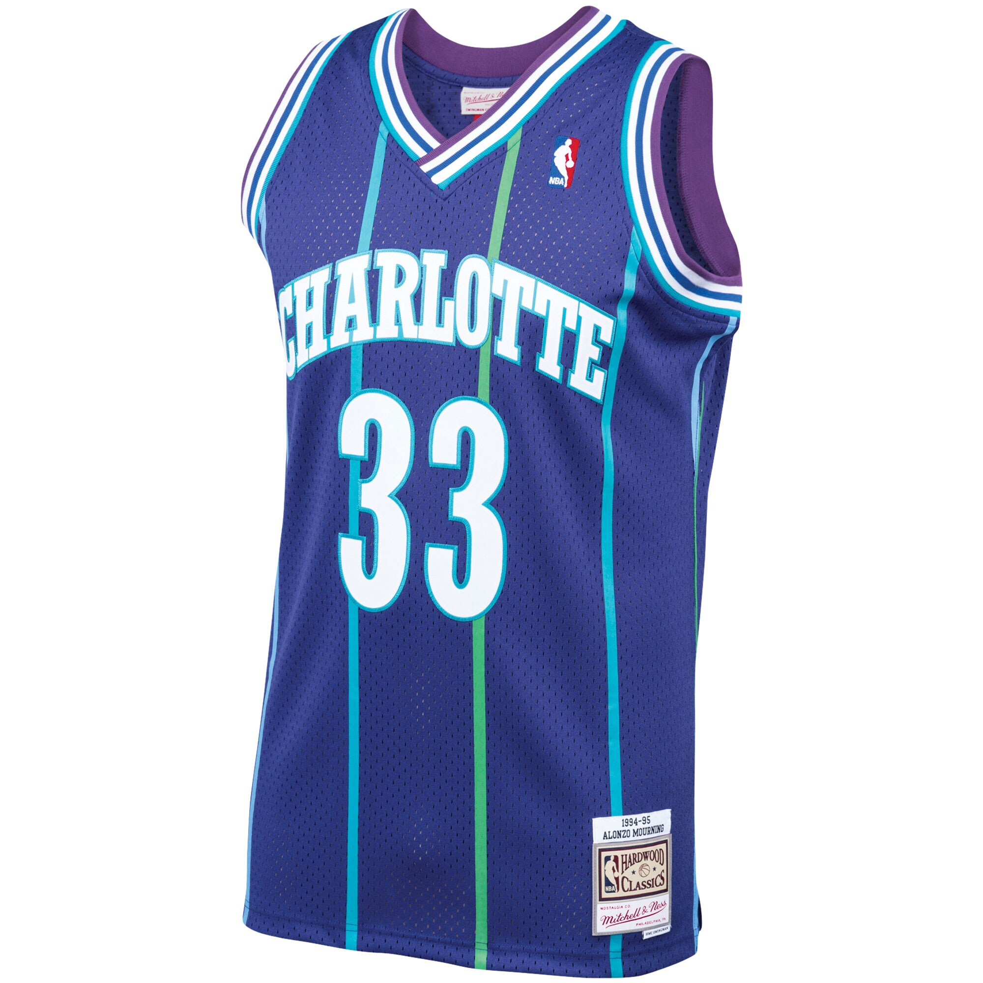 Alonzo Mourning Charlotte Hornets Mitchell & Ness 1994\/95 Hardwood Classics Swingman Jersey - Purple
