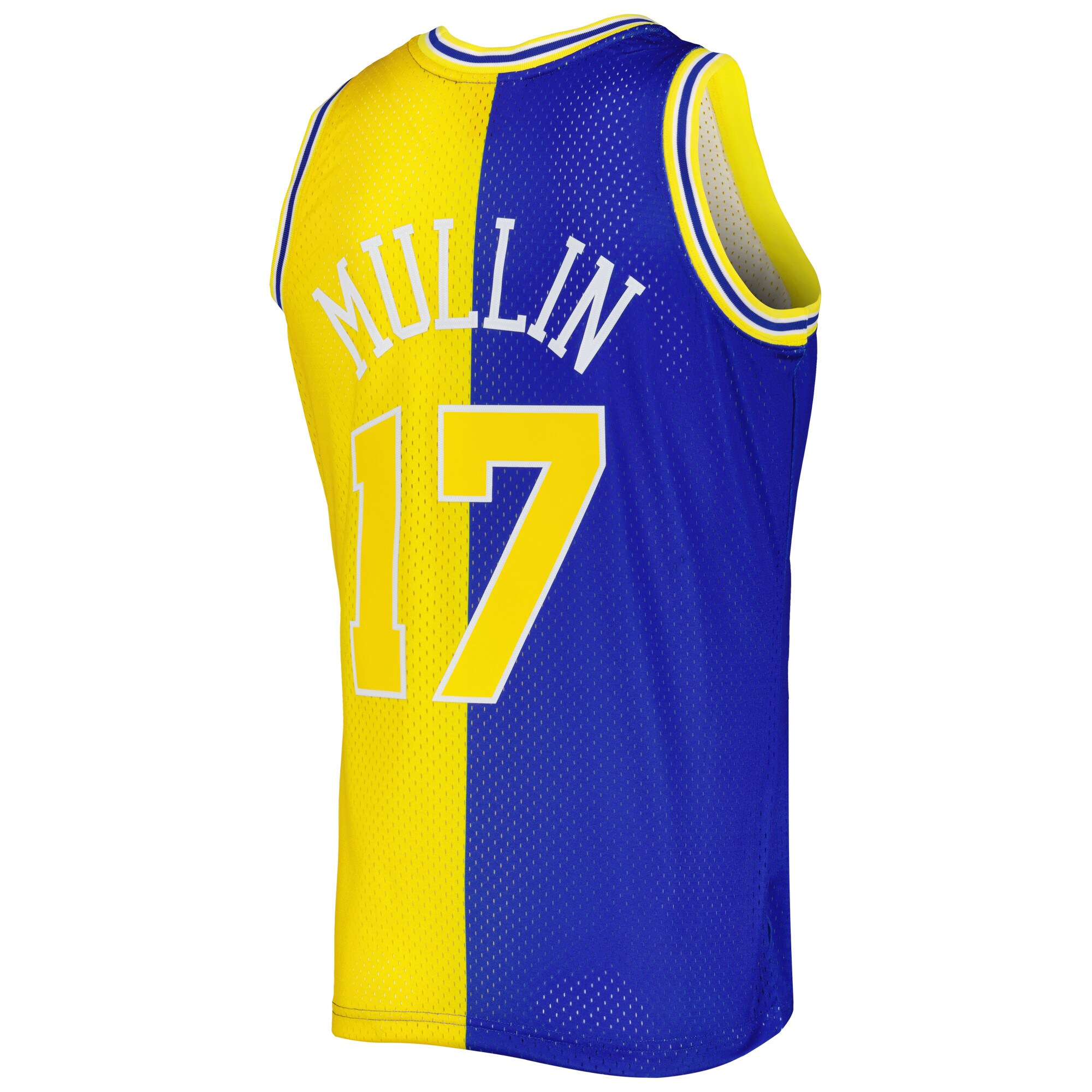 Chris Mullin Golden State Warriors Mitchell & Ness Hardwood Classics 1993\/94 Split Swingman Jersey - Royal\/Gold