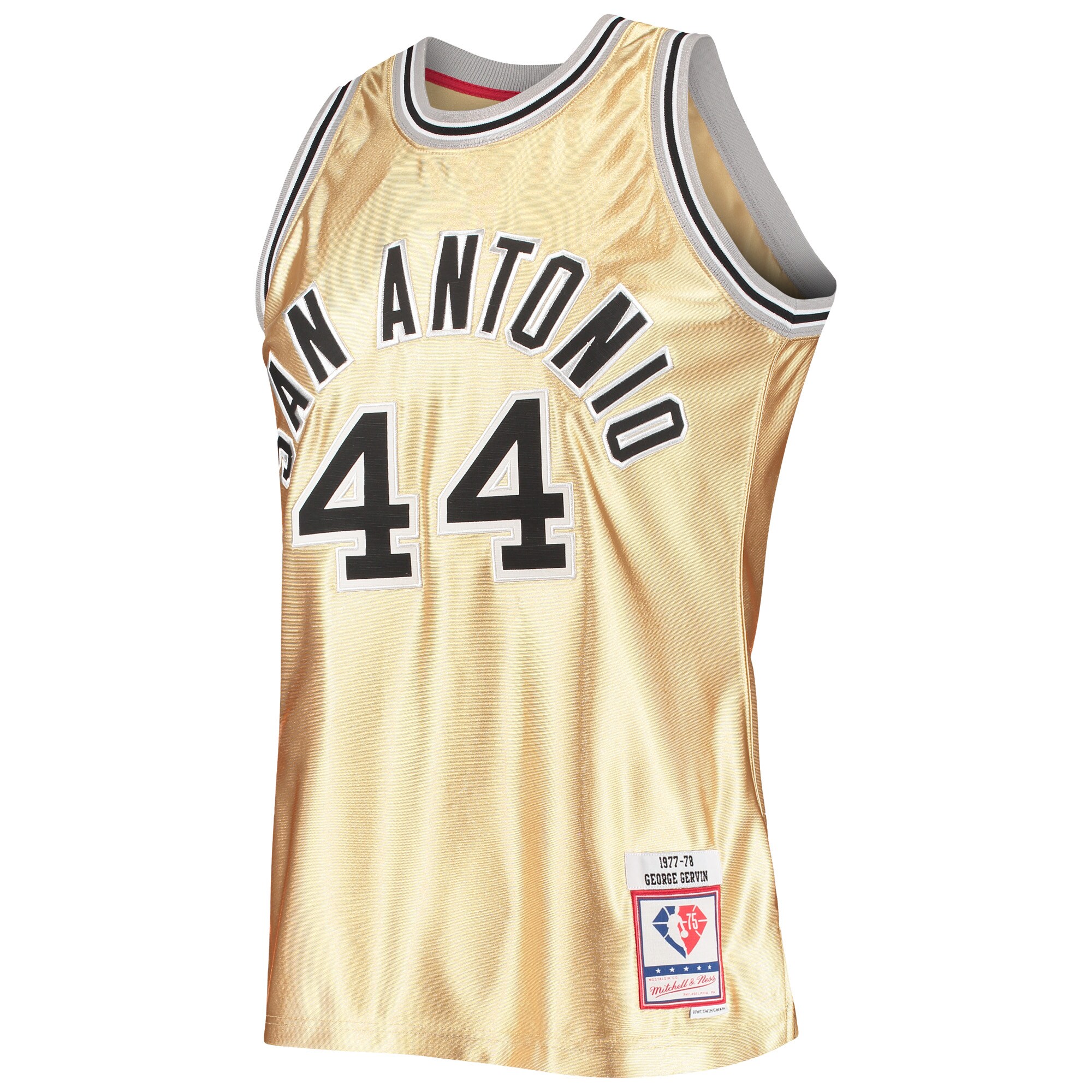 George Gervin San Antonio Spurs Mitchell & Ness 75th Anniversary 1977\/78 Hardwood Classics Swingman Jersey - Gold