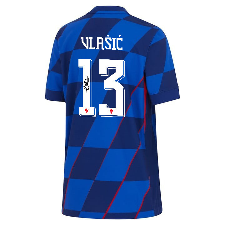 Nikola Vlašić 13 Signed Croatia National Team 2024 Away YOUTH Jersey Autographed - Navy
