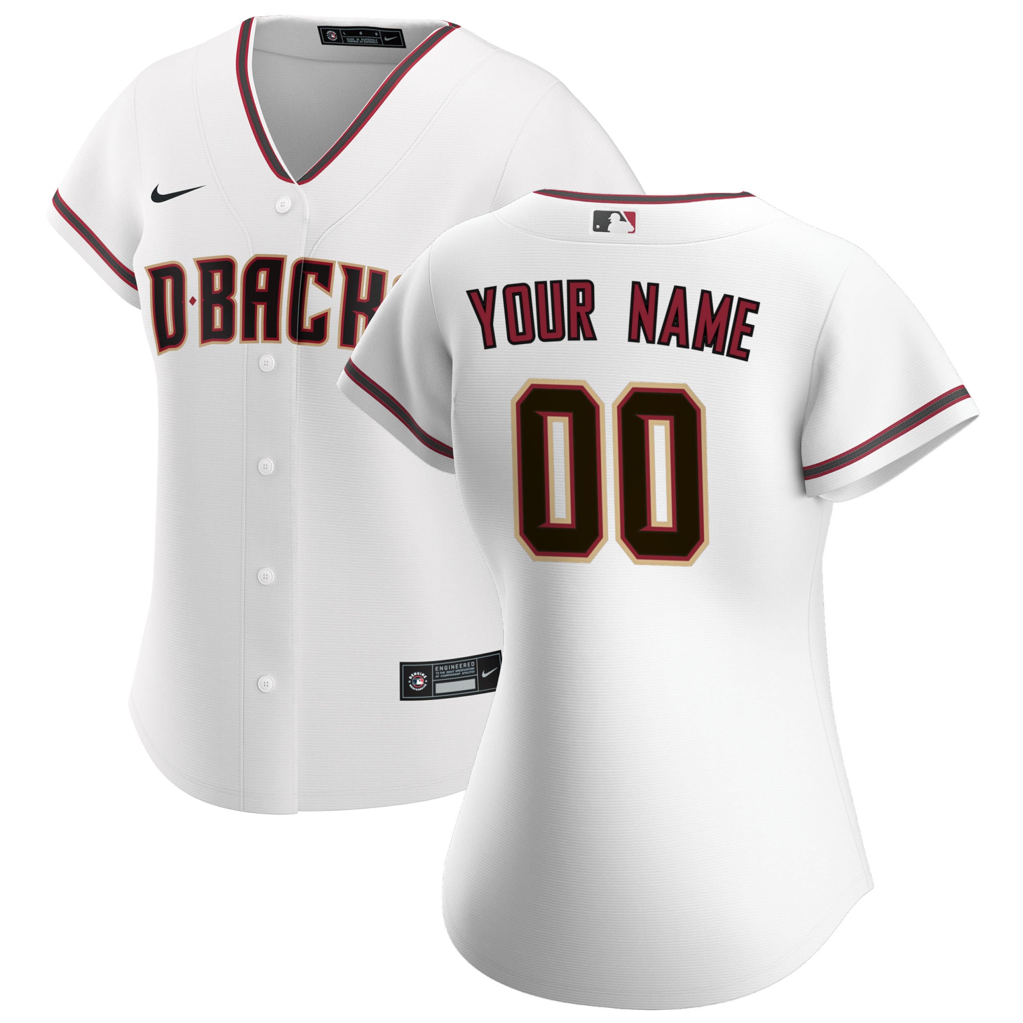 Arizona Diamondbacks  Women's Home Replica Custom Jersey - White