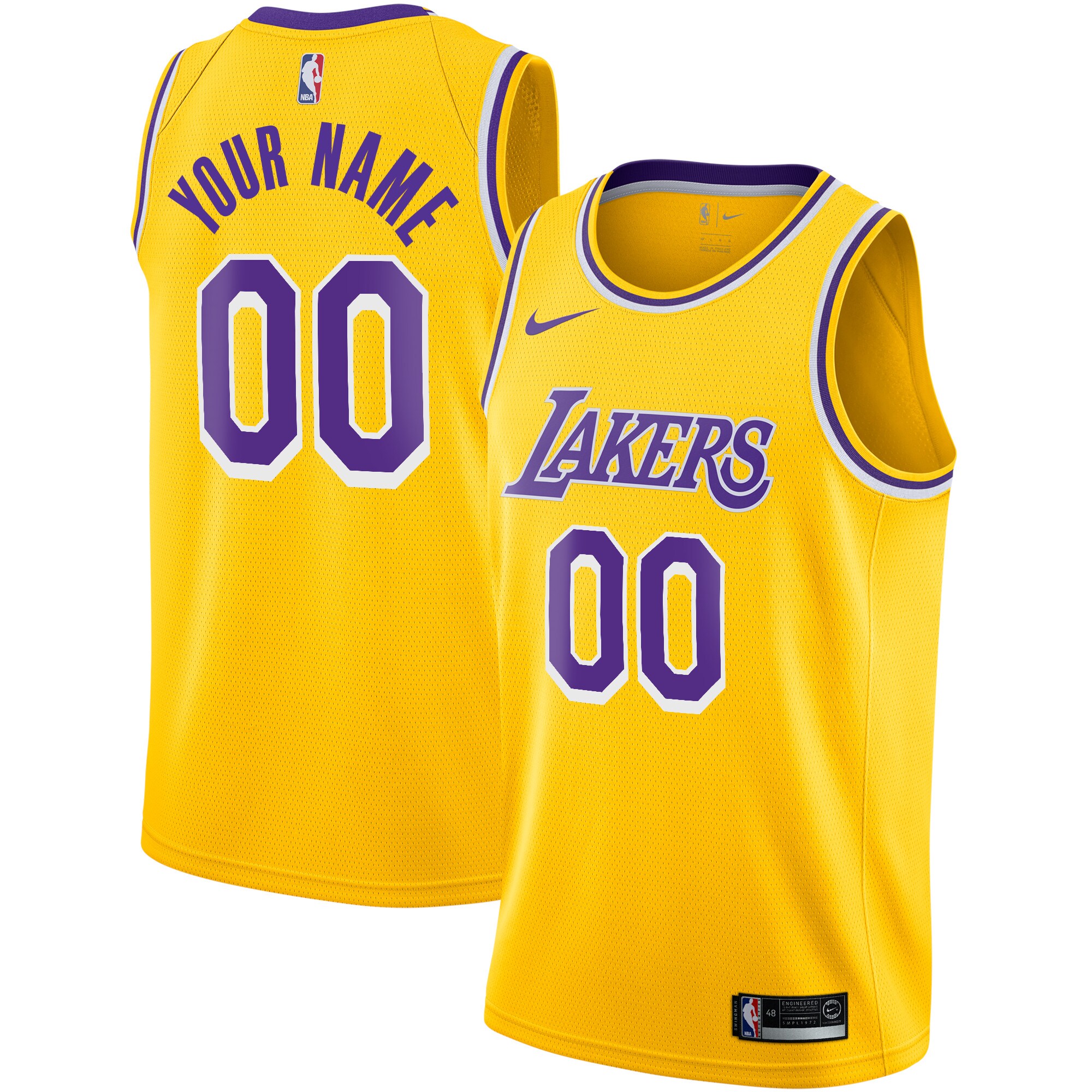 Los Angeles Lakers  Custom Swingman Jersey Gold - Icon Edition