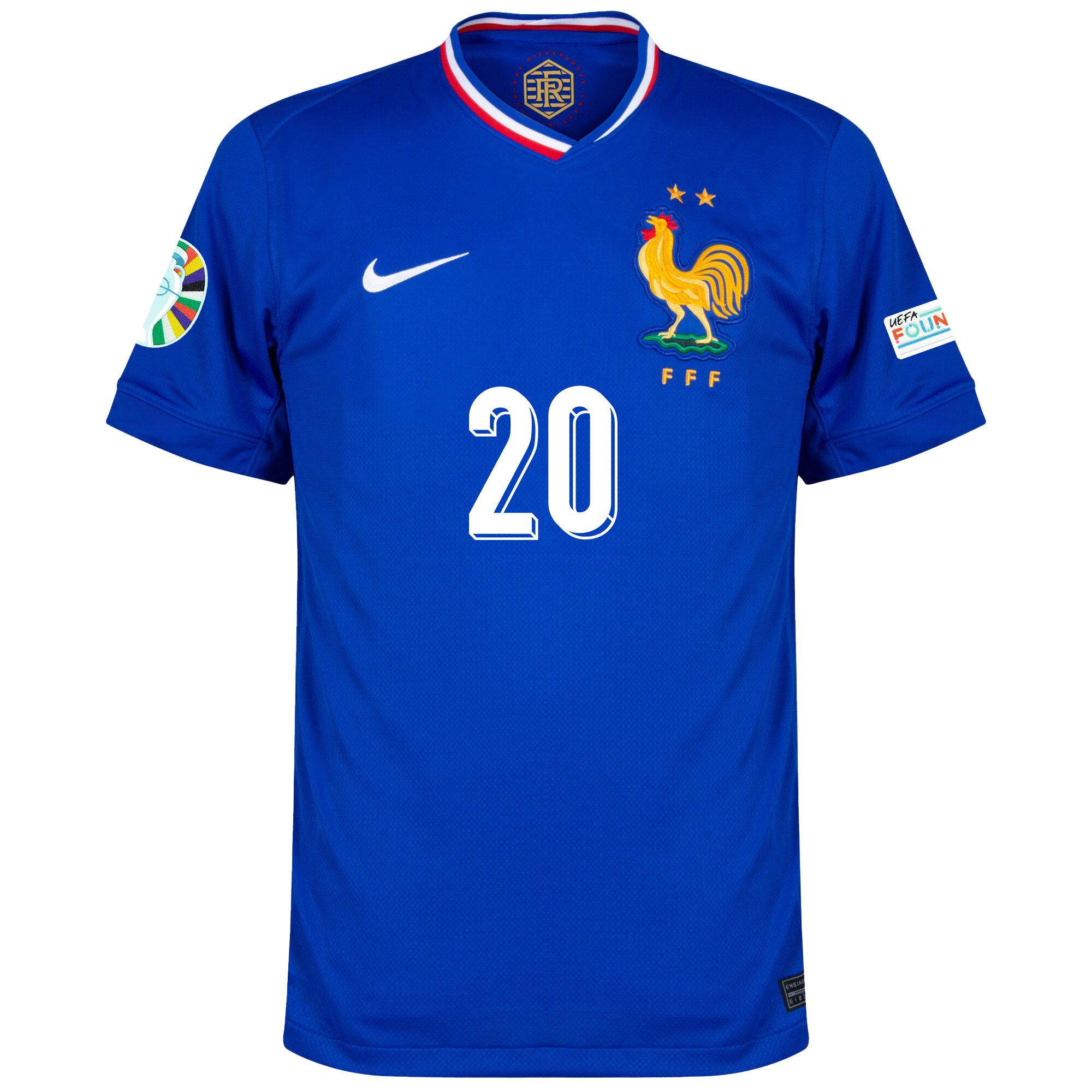 Kingsley Coman 20 France National Team 2024/25 Home Jersey - Euro UEFA Patch - Men, Blue