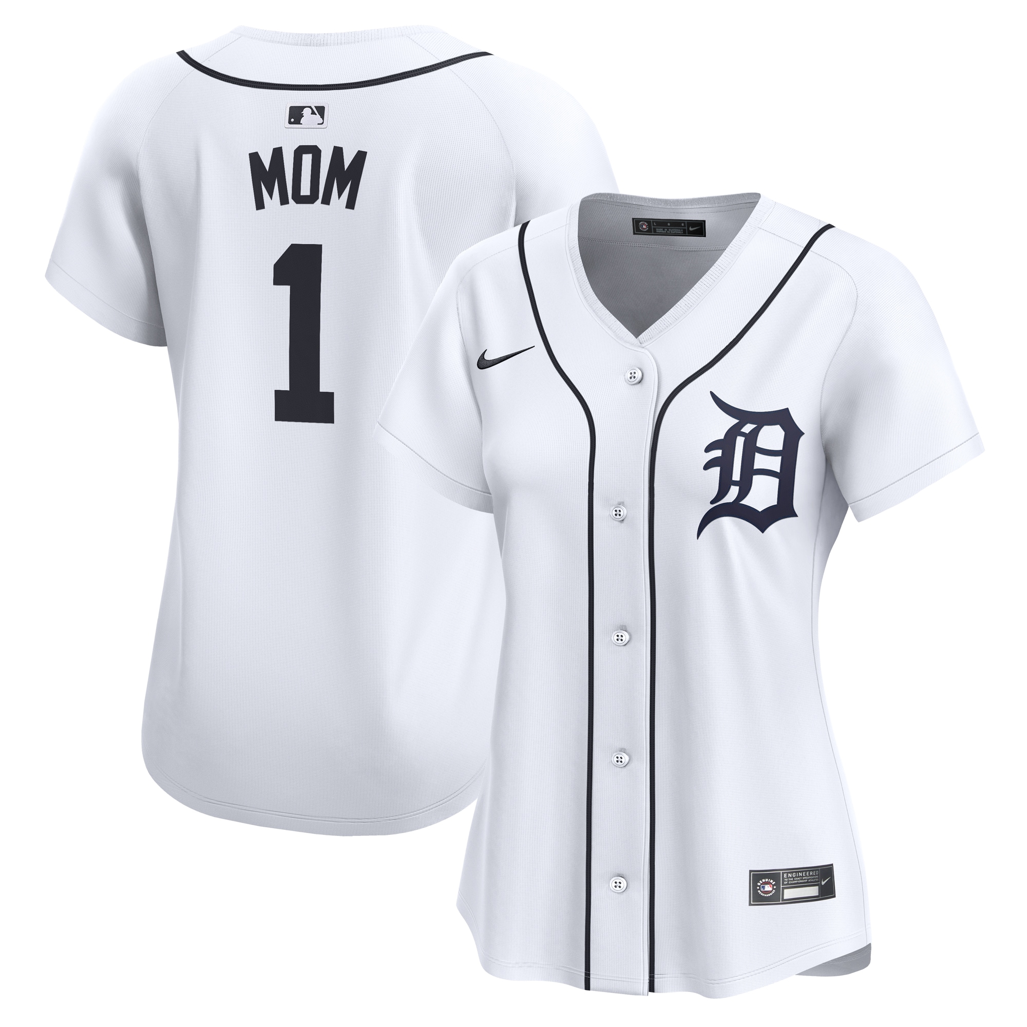 Detroit Tigers  Women's #1 Mom Home Limited Jersey - White