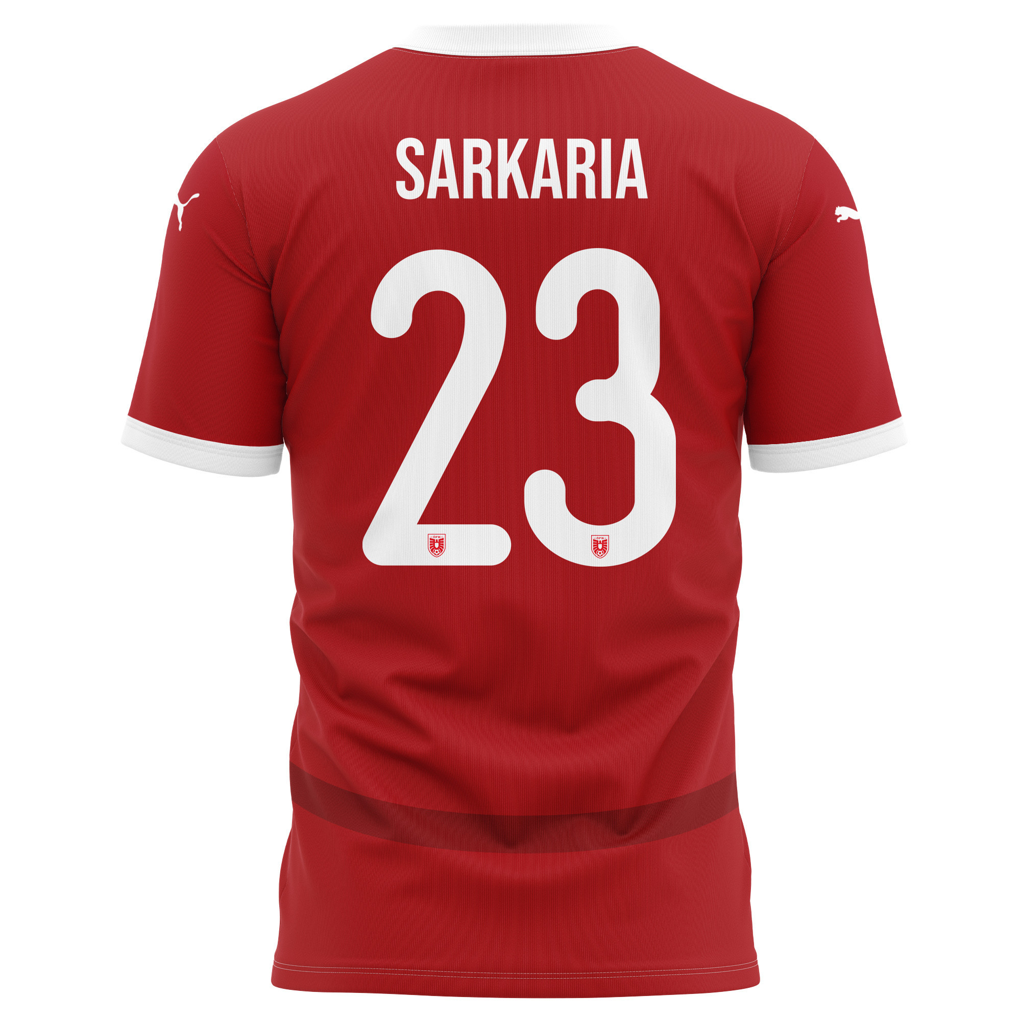 Manprit Sarkaria 23 Austria National Team 2024/25 Home Kits AOP T-shirt - Red