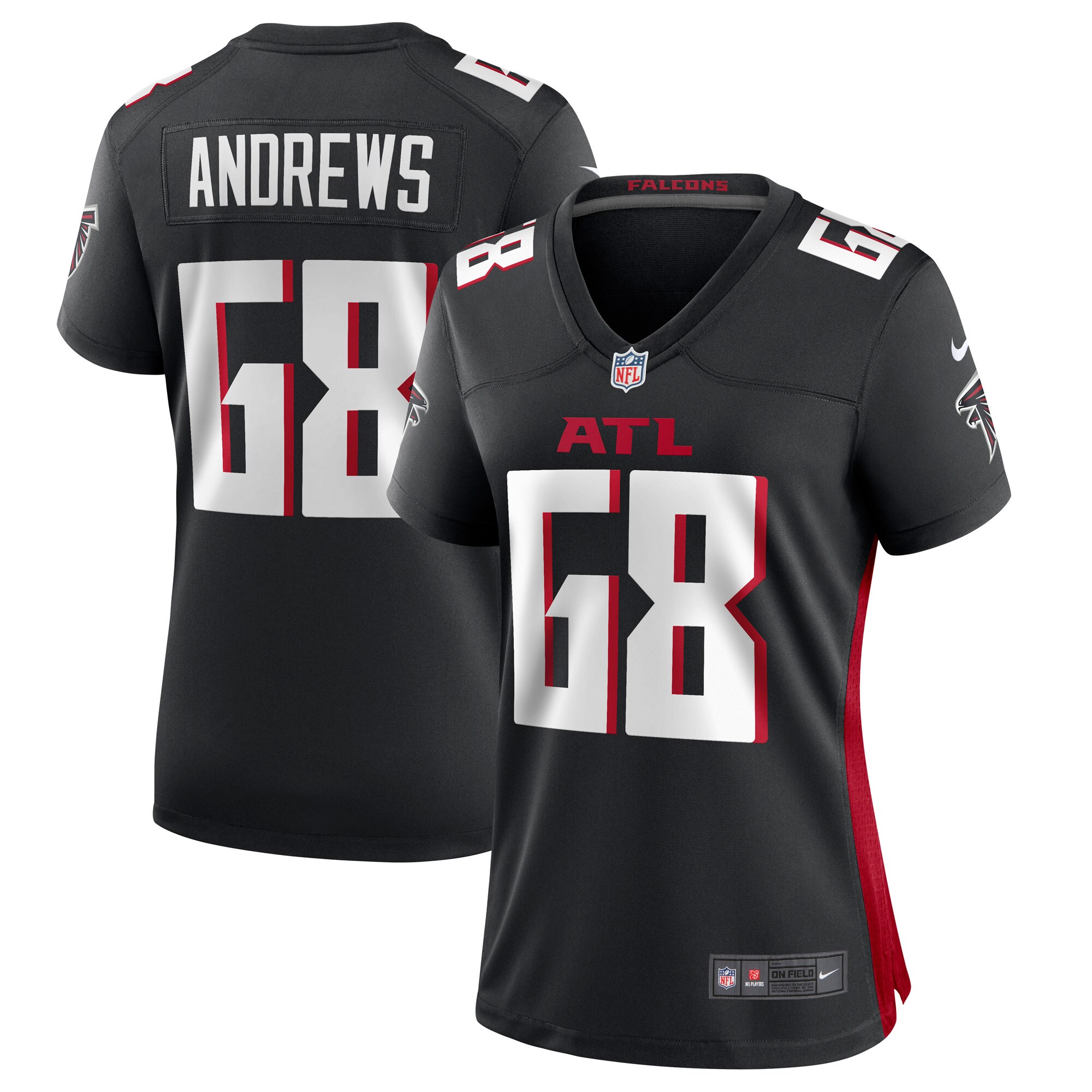 Josh Andrews Atlanta Falcons  Women's Game Player Jersey - Black