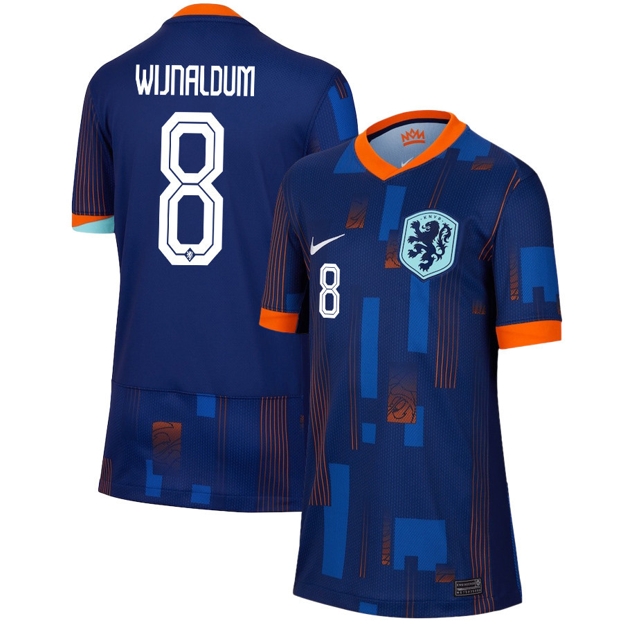 Georginio Wijnaldum 8 Netherlands National Team 2024/25 Away YOUTH Jersey - Navy