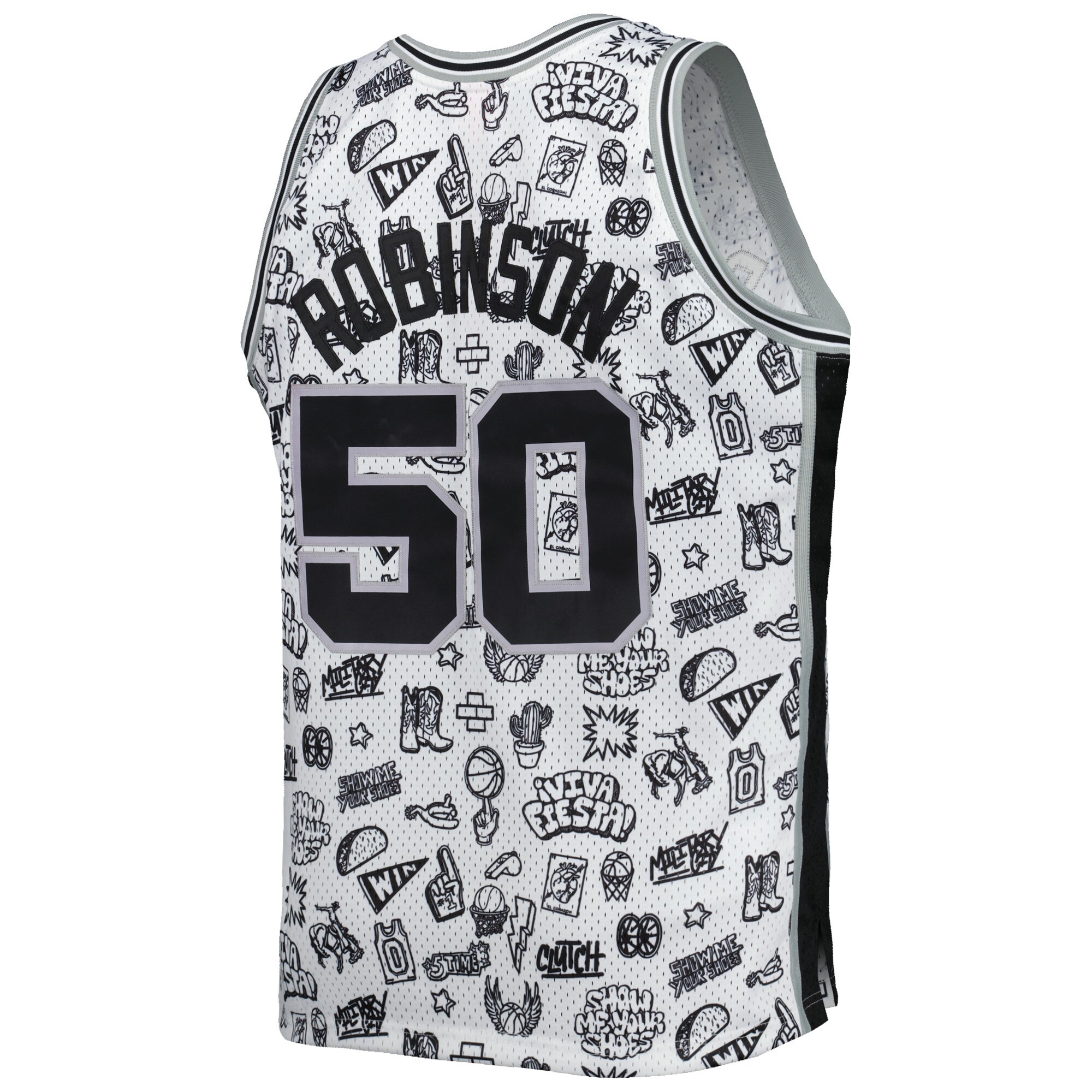 David Robinson San Antonio Spurs Mitchell & Ness 1998\/99 Hardwood Classics Doodle Swingman Player Jersey - White