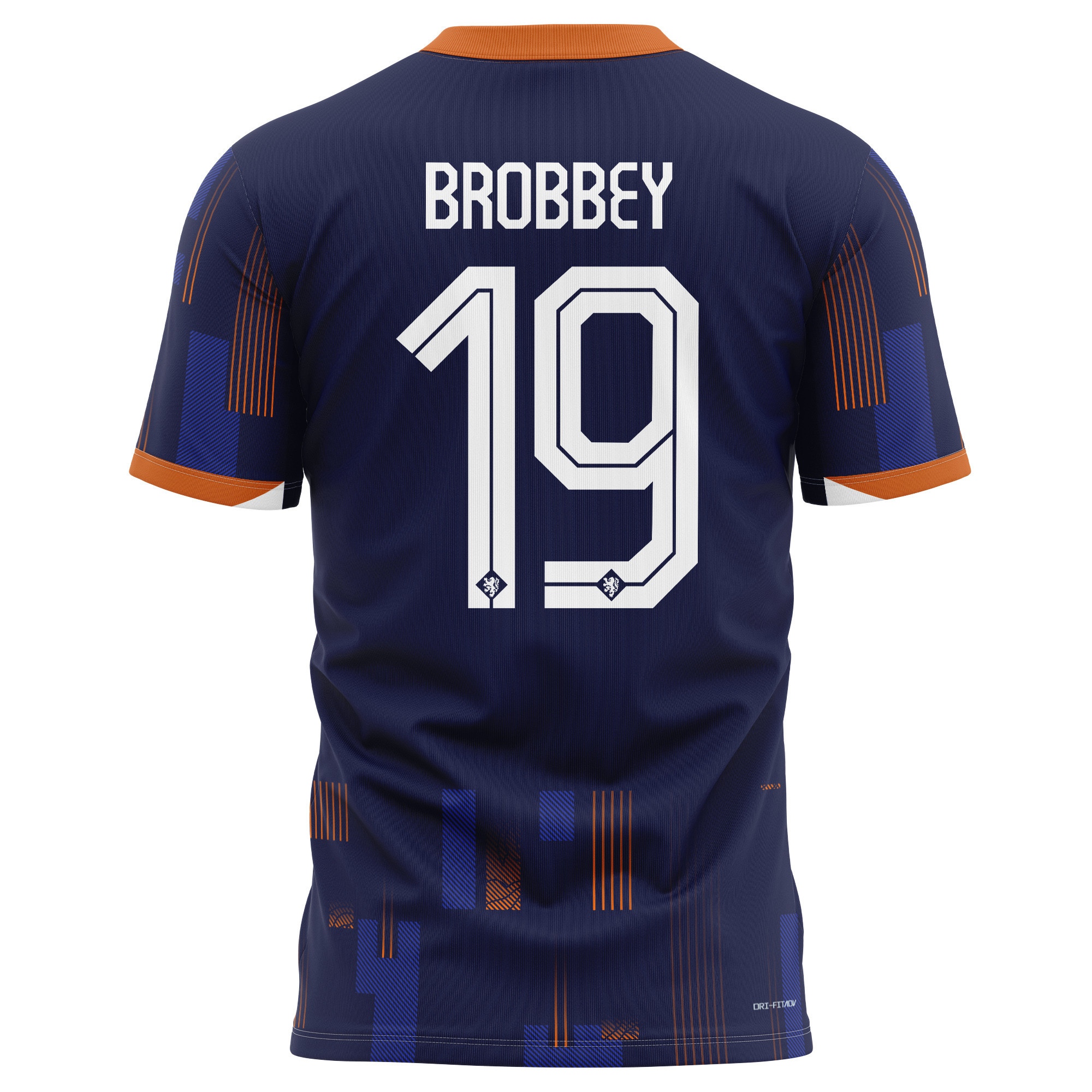 Brian Brobbey 19 Netherlands National Team 2024 Away Kits AOP T-shirt - Navy