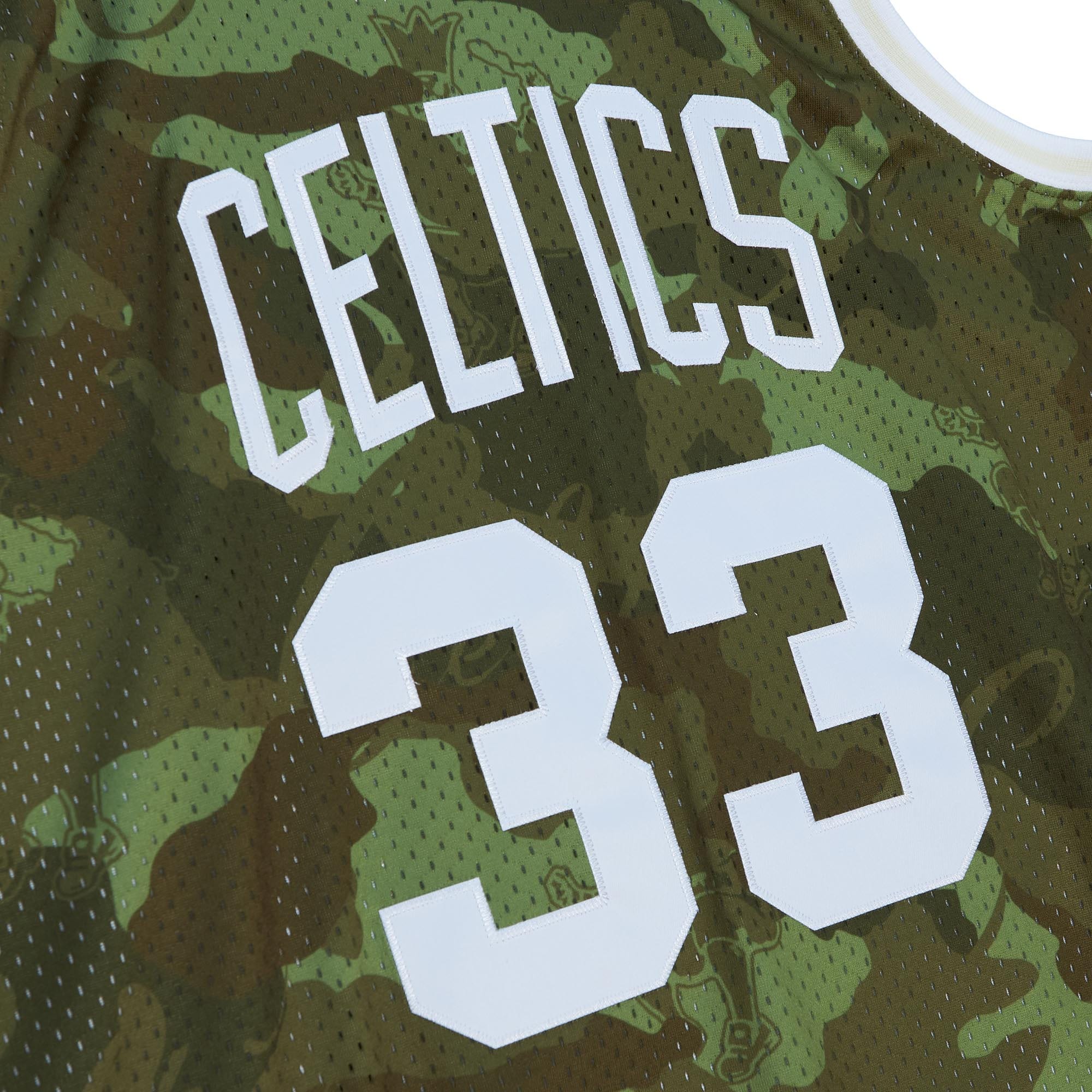 Larry Bird Boston Celtics Mitchell & Ness Hardwood Classics 1985\/86 Ghost Green Swingman Jersey - Camo