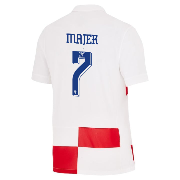 Lovro Majer 7 Signed Croatia National Team 2024 Home Men Jersey Autographed - White