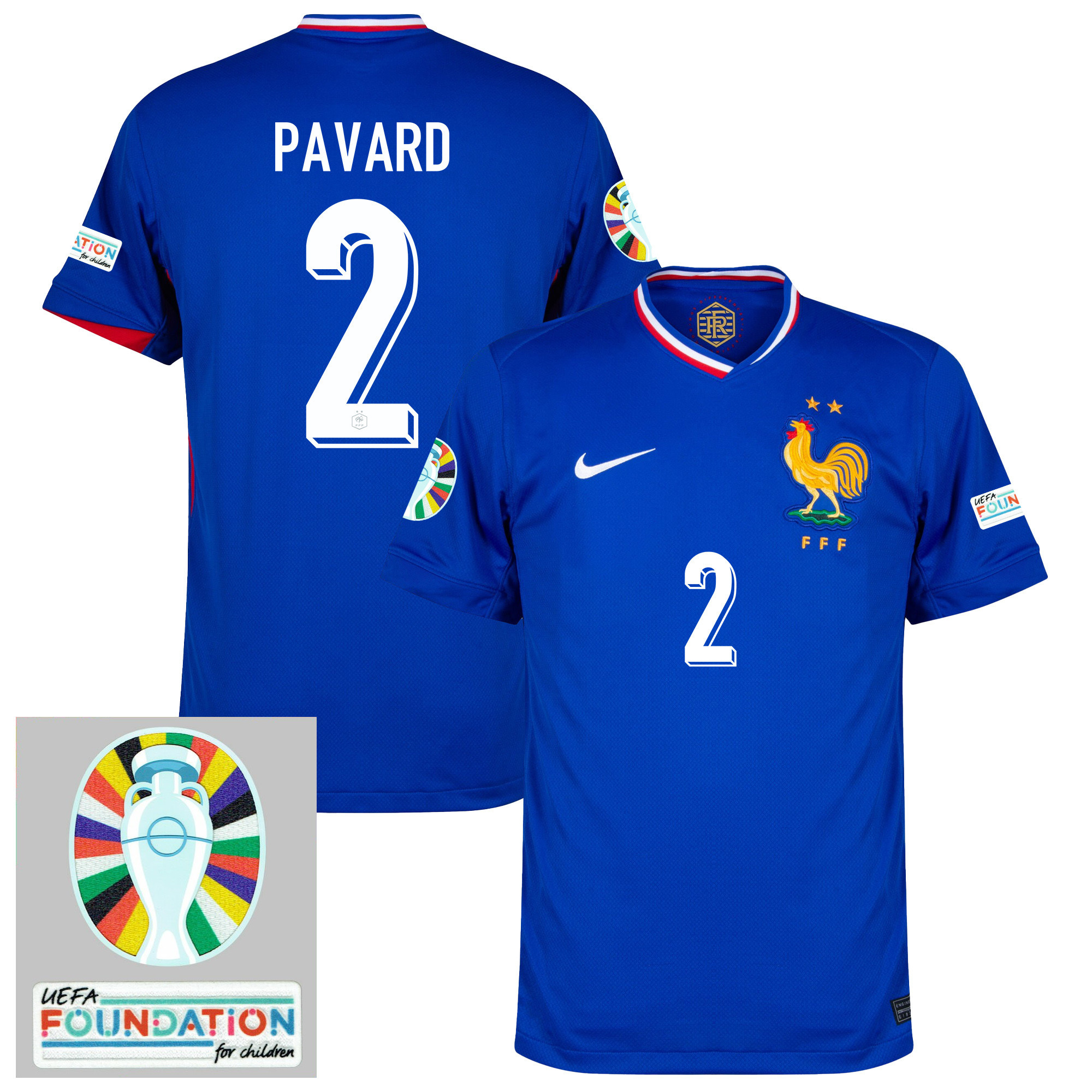 Benjamin Pavard 2 France National Team 2024/25 Home Jersey - Euro UEFA Patch - Men, Blue