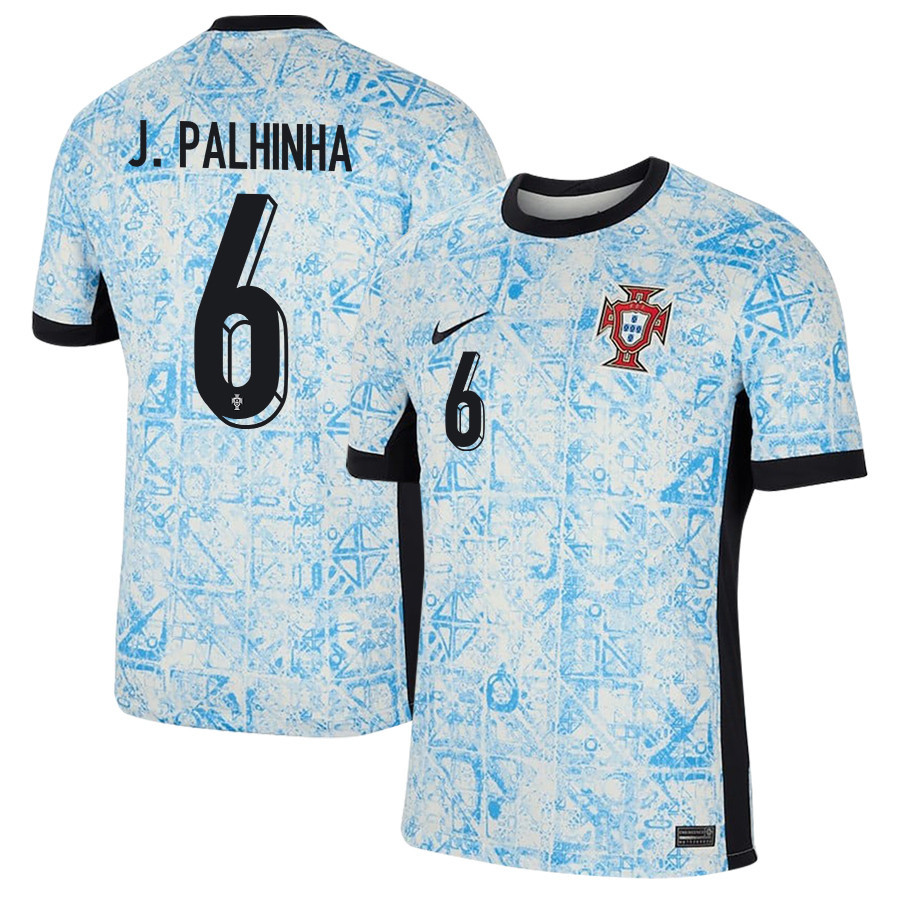 João Palhinha 6 Portugal National Team 2024/25 Away Men Jersey - Cream/Blue