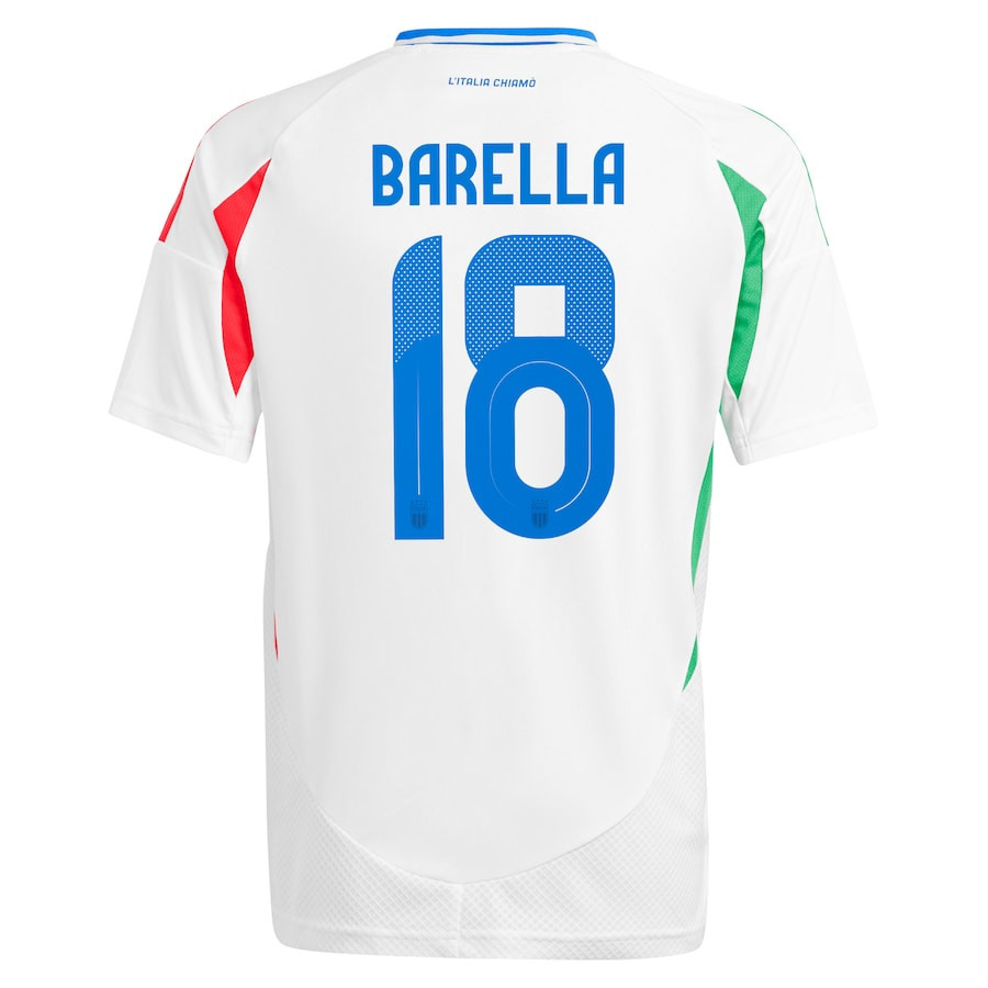 Nicolo Barella 18 Italy National Team 2024 Away YOUTH Jersey - White
