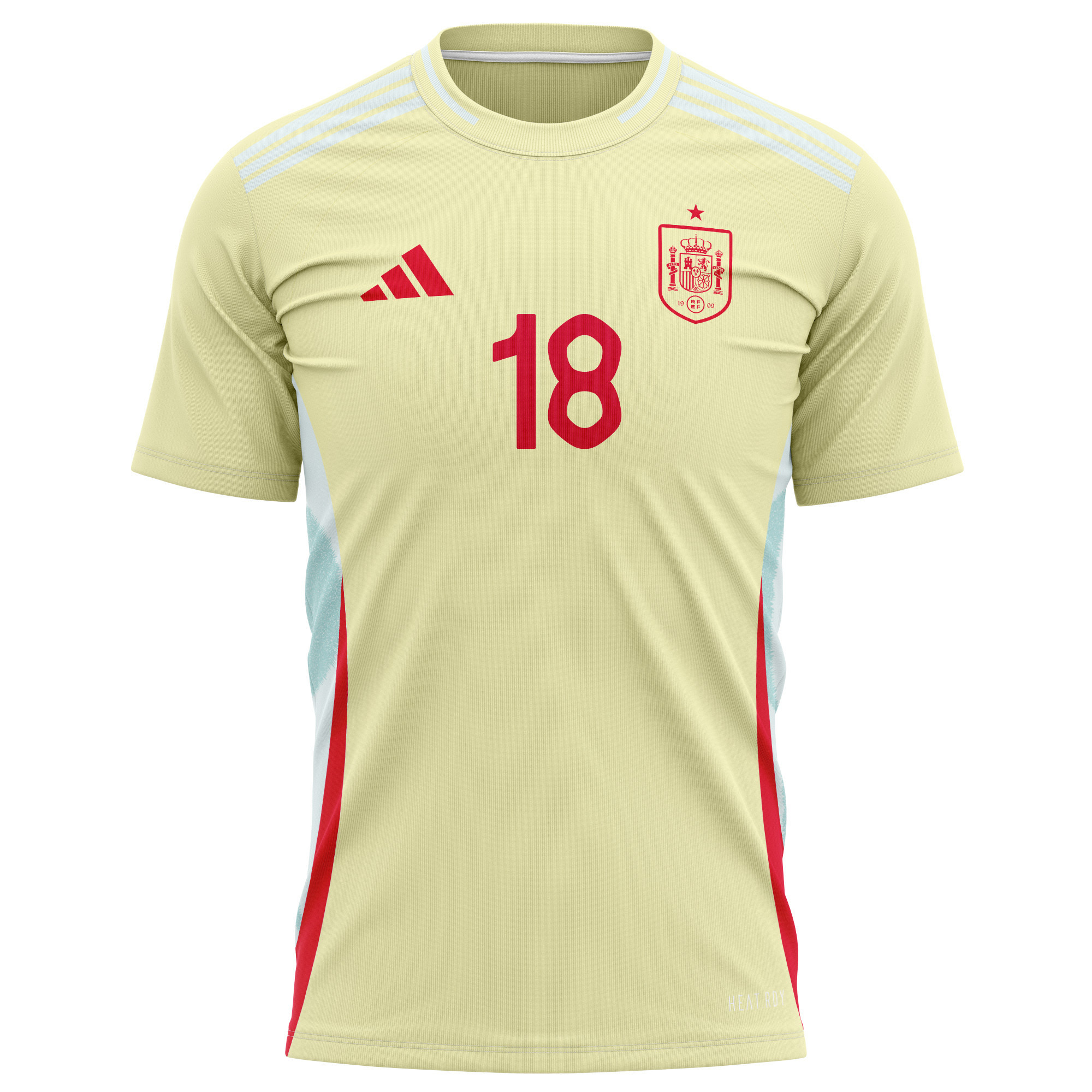 Martin Zubimendi 18 Spain National Team 2024 Away Kits AOP T-shirt - Yellow