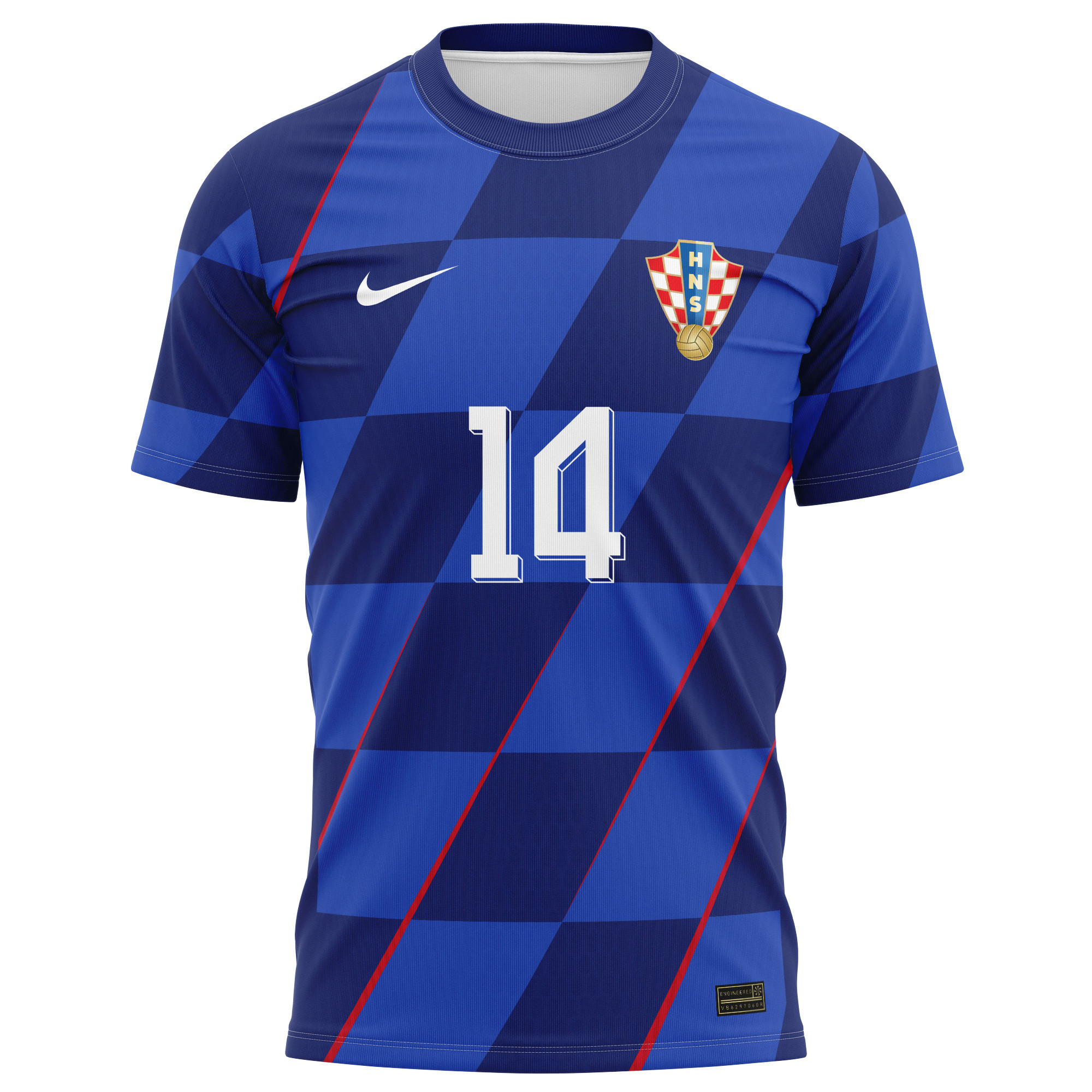 Josip Brekalo 14 Signed Croatia National Team 2024/25 Away Kits AOP T-shirt Autographed - Navy