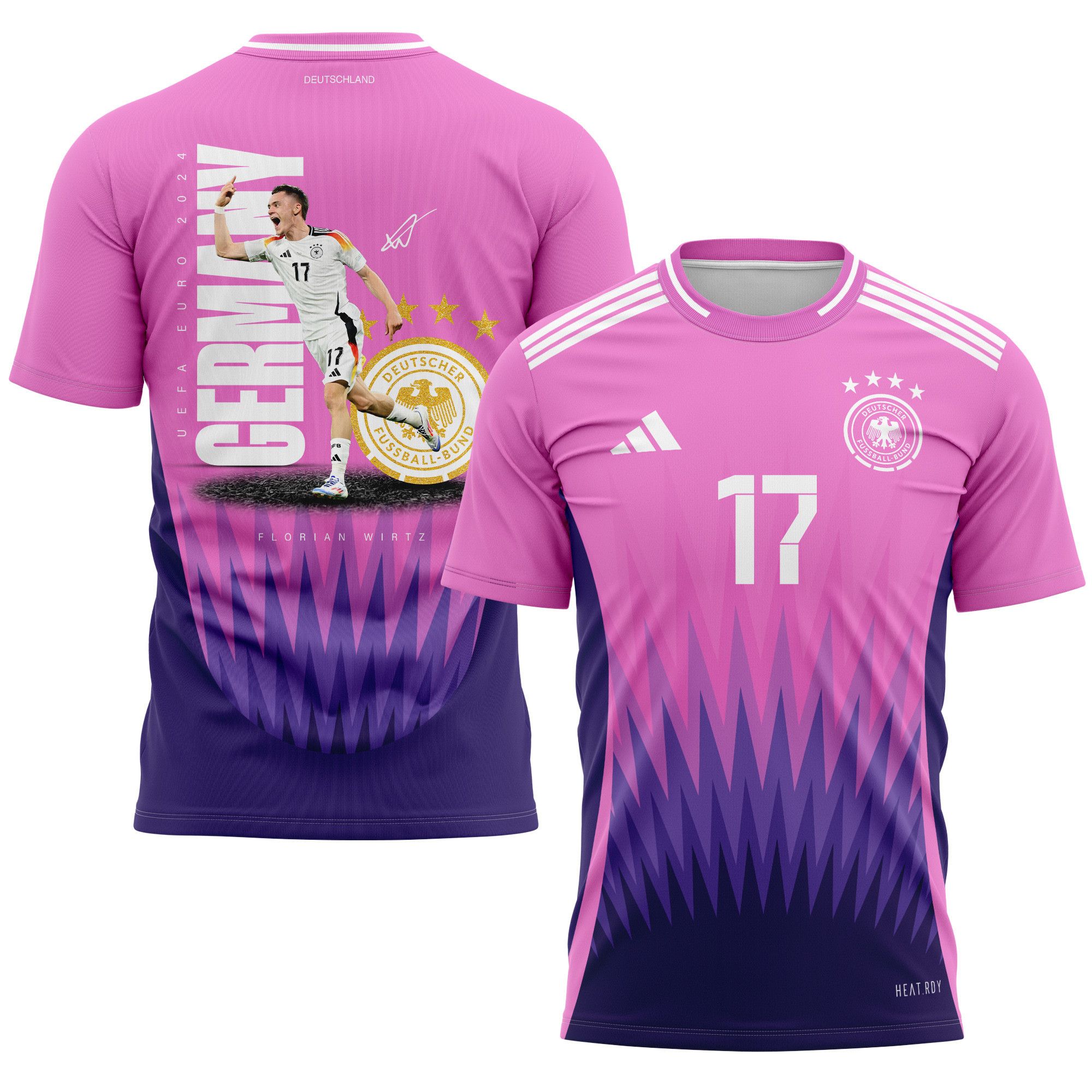 Florian Wirtz 17 Signed Goal-Scoring Germany National Team 2024 Away Kits AOP T-shirt - Purple