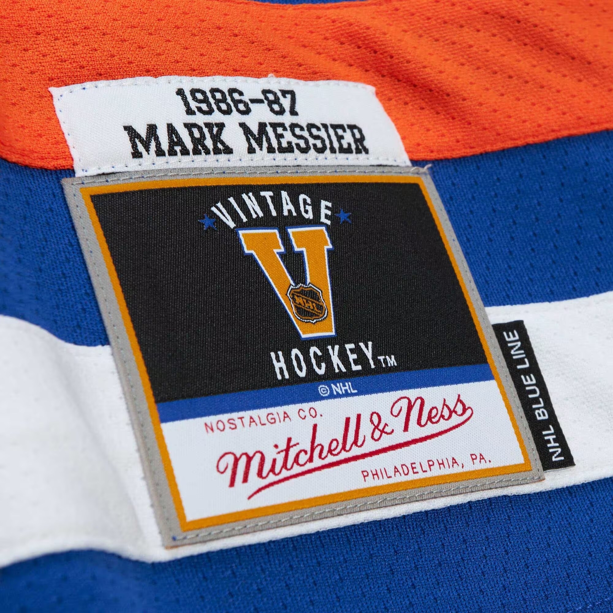 Mark Messier Edmonton Oilers Mitchell & Ness Alternate Captain Patch 1986\/87 Blue Line Player Jersey - Royal