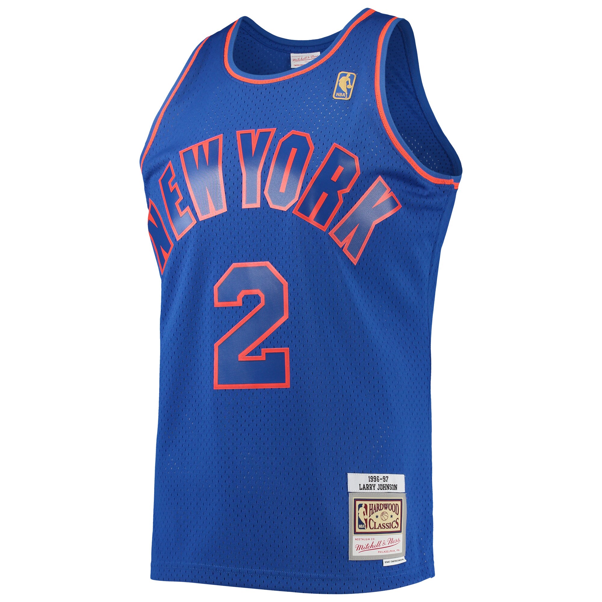 Larry Johnson New York Knicks Mitchell & Ness 1996\/97 Hardwood Classics Swingman Jersey - Blue