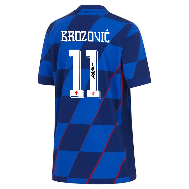 Marcelo Brozović 11 Signed Croatia National Team 2024 Away YOUTH Jersey Autographed - Navy