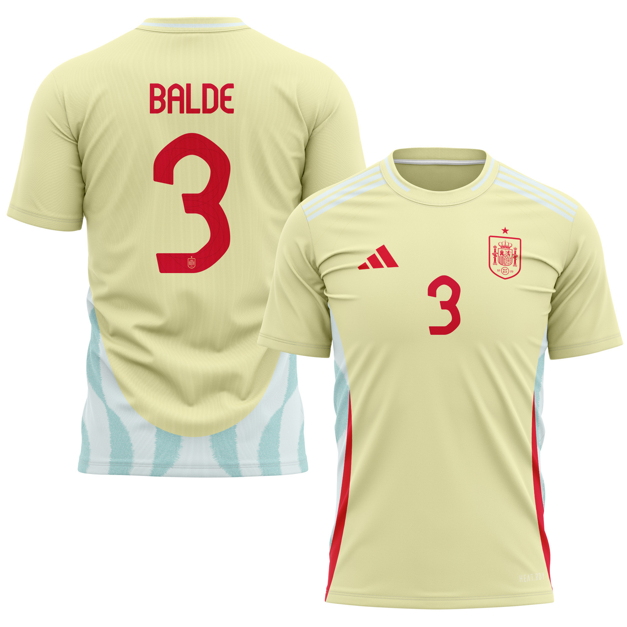 Alejandro Balde 3 Spain National Team 2024 Away Kits AOP T-shirt - Yellow