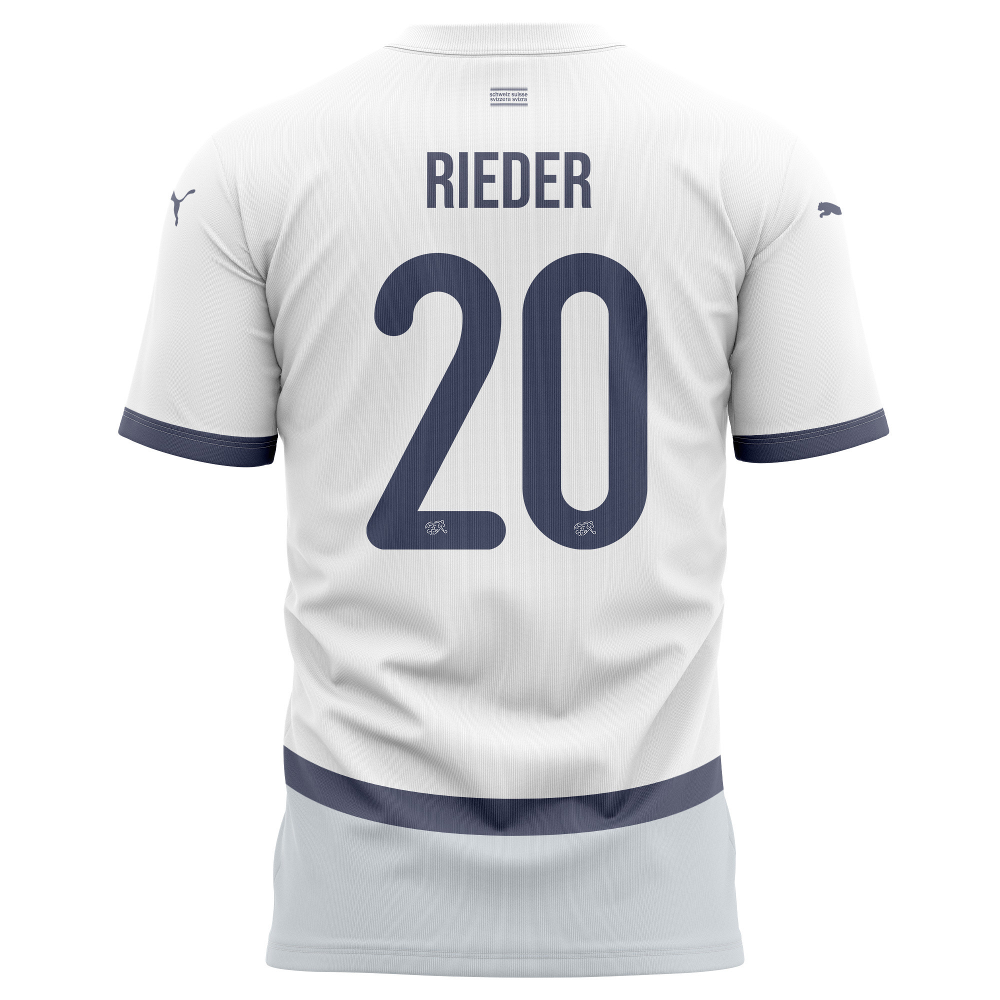 Fabian Rieder 20 Switzerland National Team 2024/25 Away Kits AOP T-shirt - White