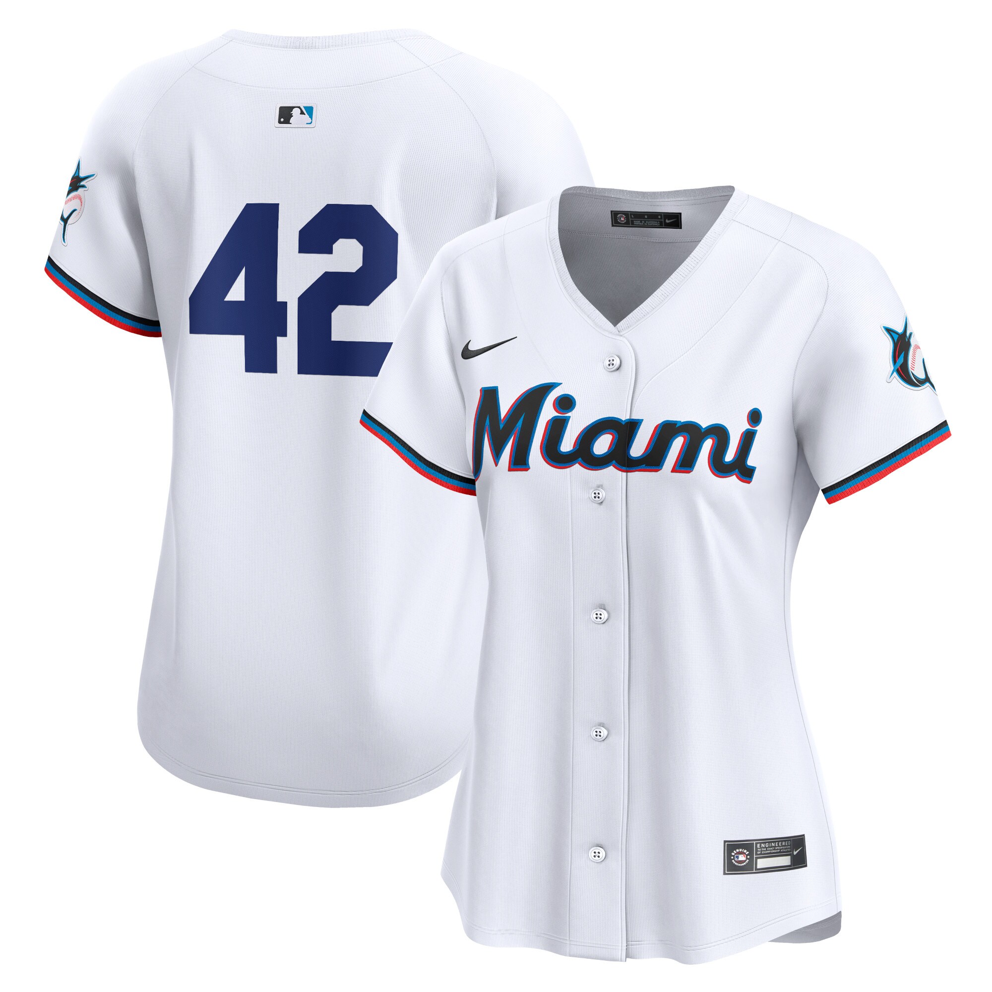 Miami Marlins  Women's 2024 Jackie Robinson Day Home Limited Jersey\u00c2\u00a0\u00e2\u20ac\u201c White