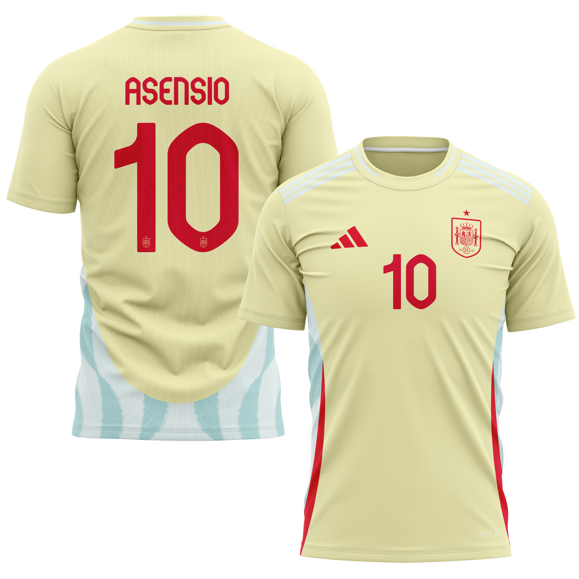 Marco Asensio 10 Spain National Team 2024 Away Kits AOP T-shirt - Yellow