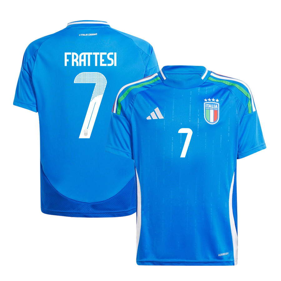 Davide Frattesi 7 Italy National Team 2024/25 Home YOUTH Jersey - Blue