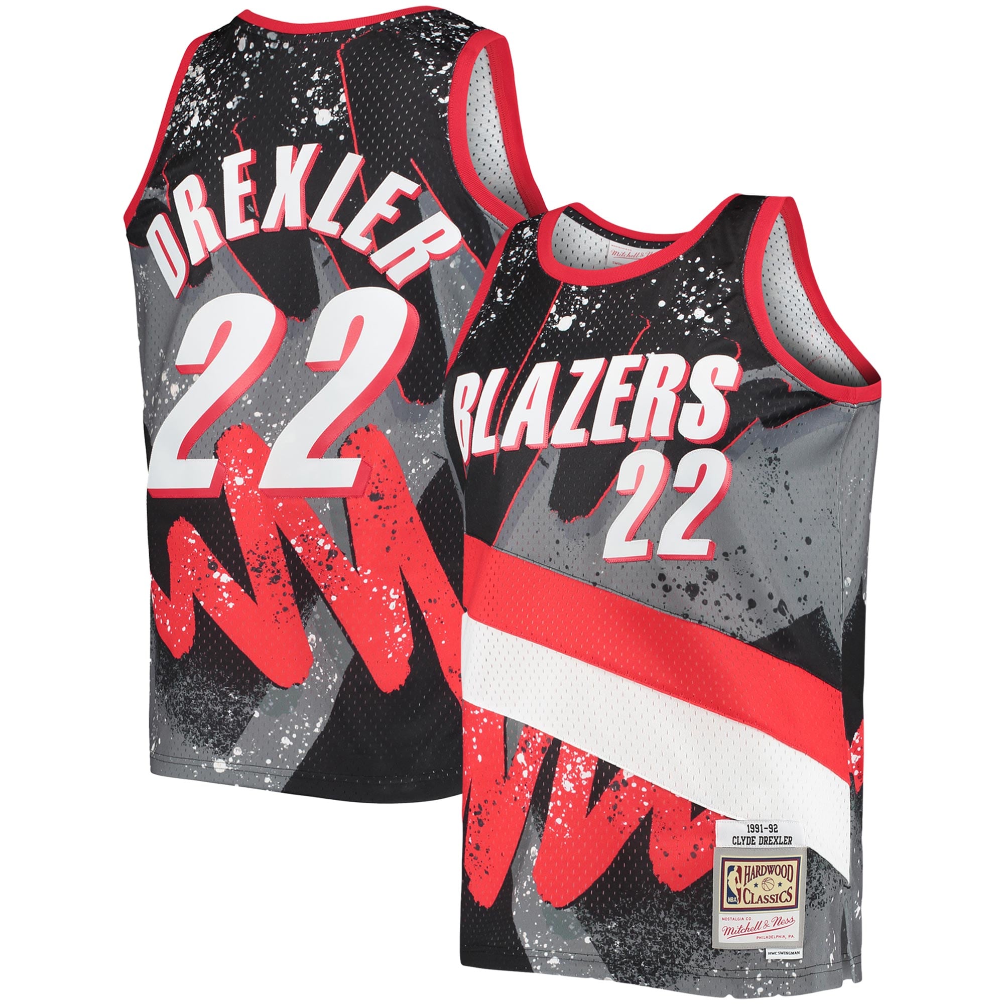Clyde Drexler Portland Trail Blazers Mitchell & Ness Hardwood Classics 1991\/92 Hyper Hoops Swingman Jersey - Black