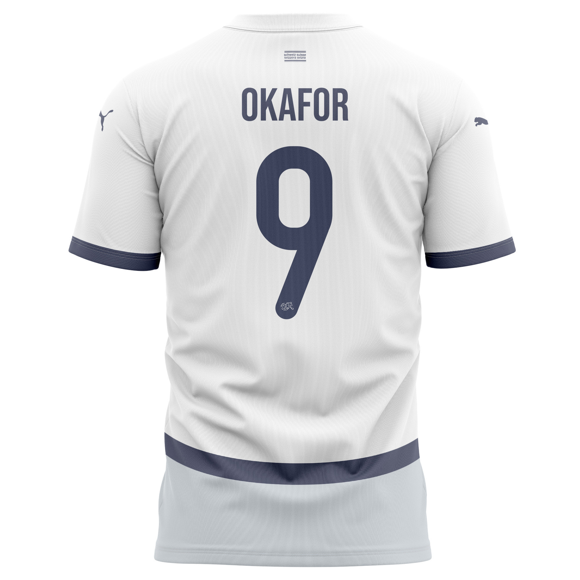 Noah Okafor 9 Switzerland National Team 2024/25 Away Kits AOP T-shirt - White