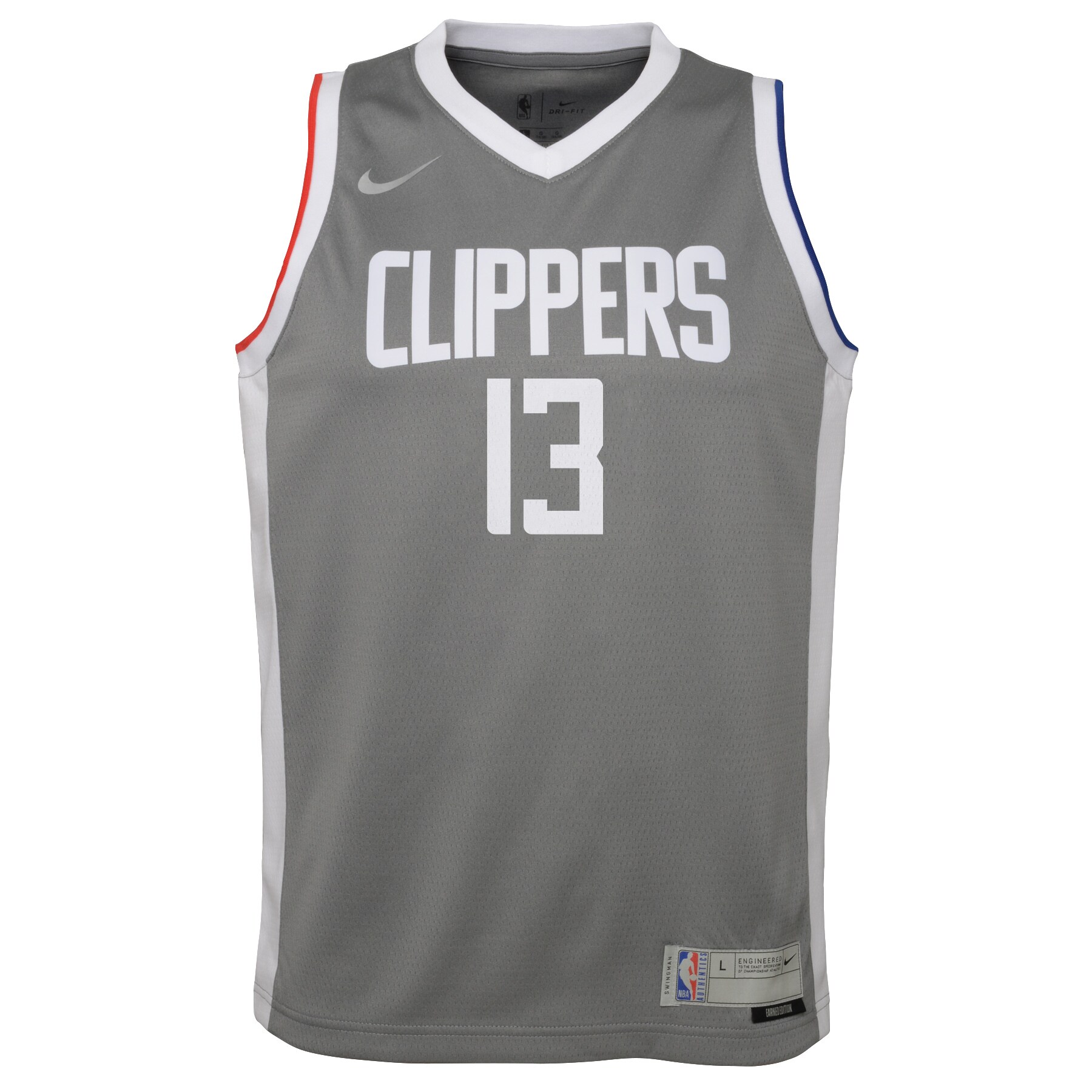 Paul George LA Clippers  Youth 2020\/21 Swingman Player Jersey Gray - Earned Edition