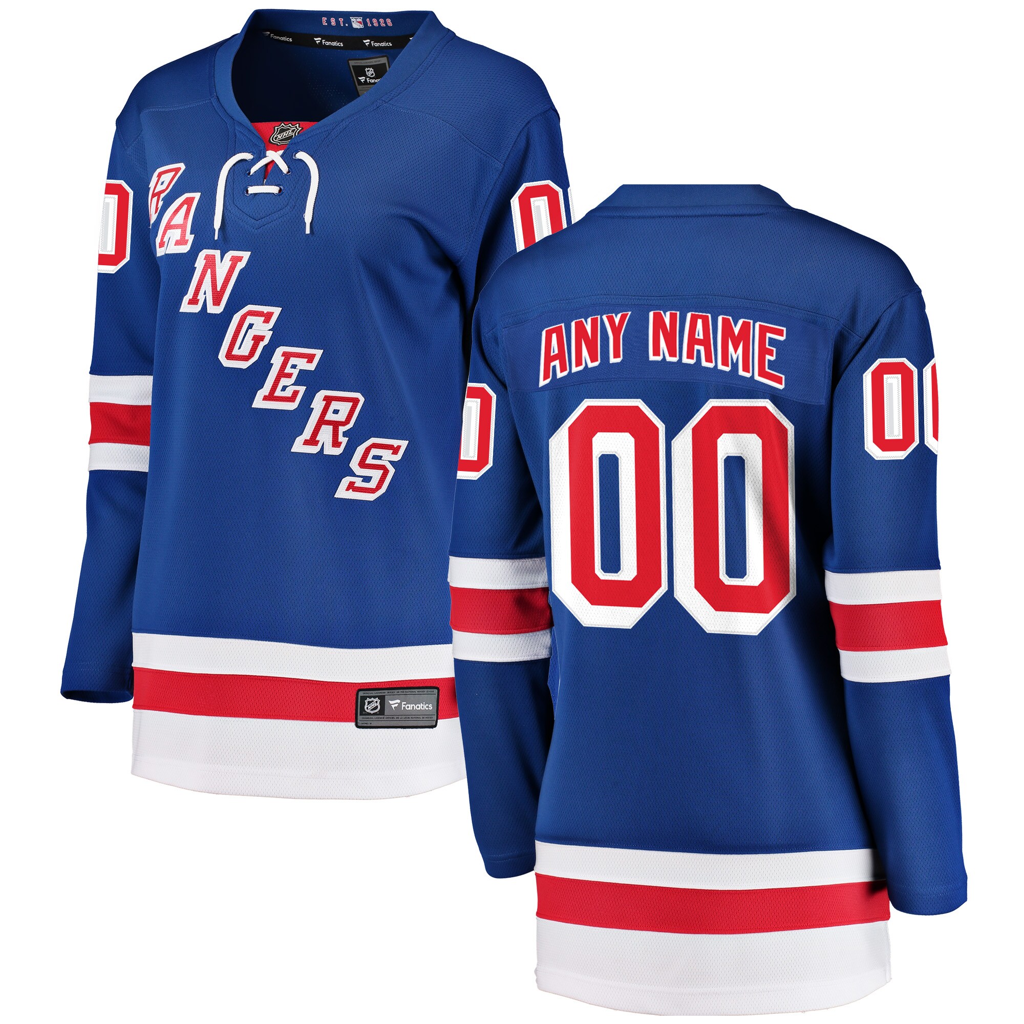 New York Rangers Fanatics Women's Home Breakaway Custom Jersey - Blue