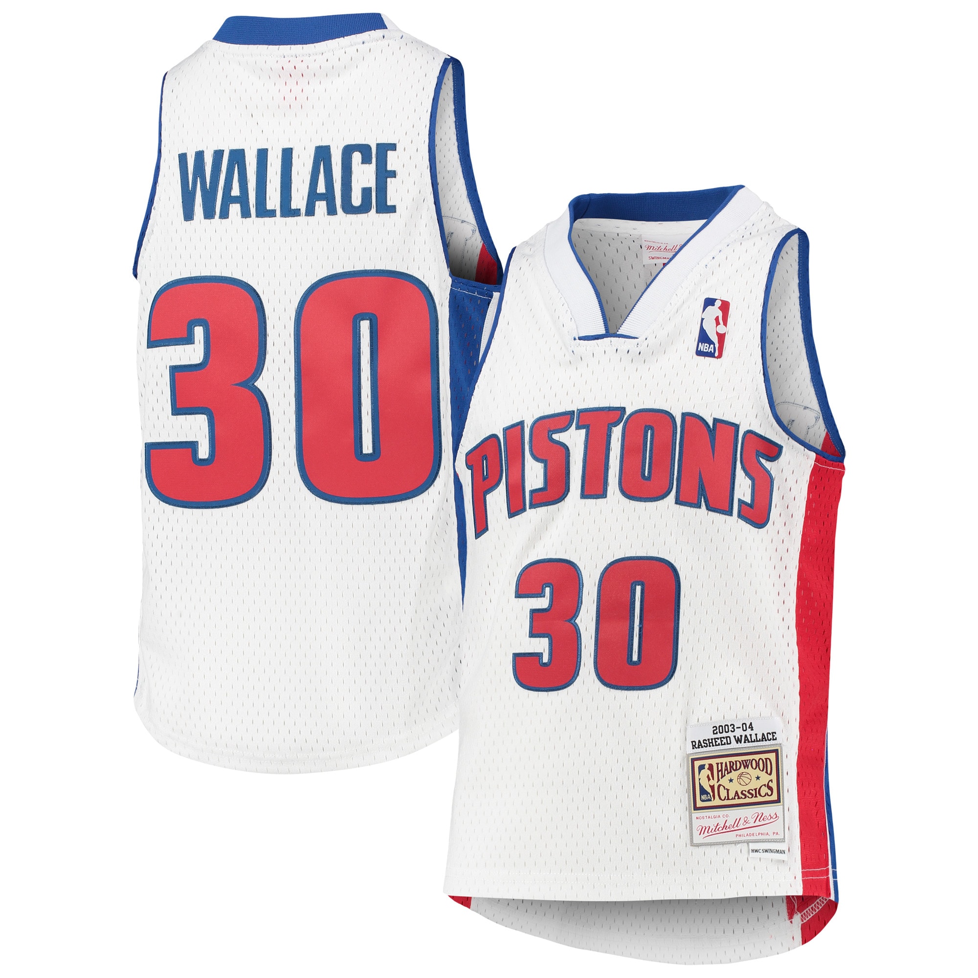 Rasheed Wallace Detroit Pistons Mitchell & Ness Youth 2003\/04 Hardwood Classics Swingman Jersey - White