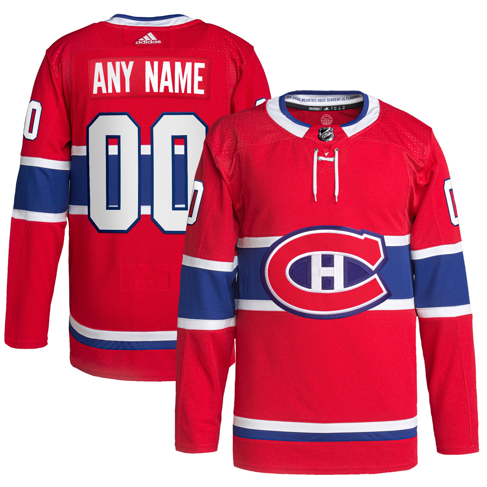 Montreal Canadiens adidas  Home  Primegreen Authentic Custom Jersey - Red